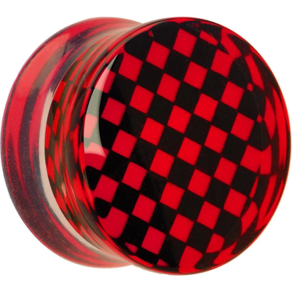 Red and Black Checker Inlayed Saddle Plug 2G to 30mm - Image 9