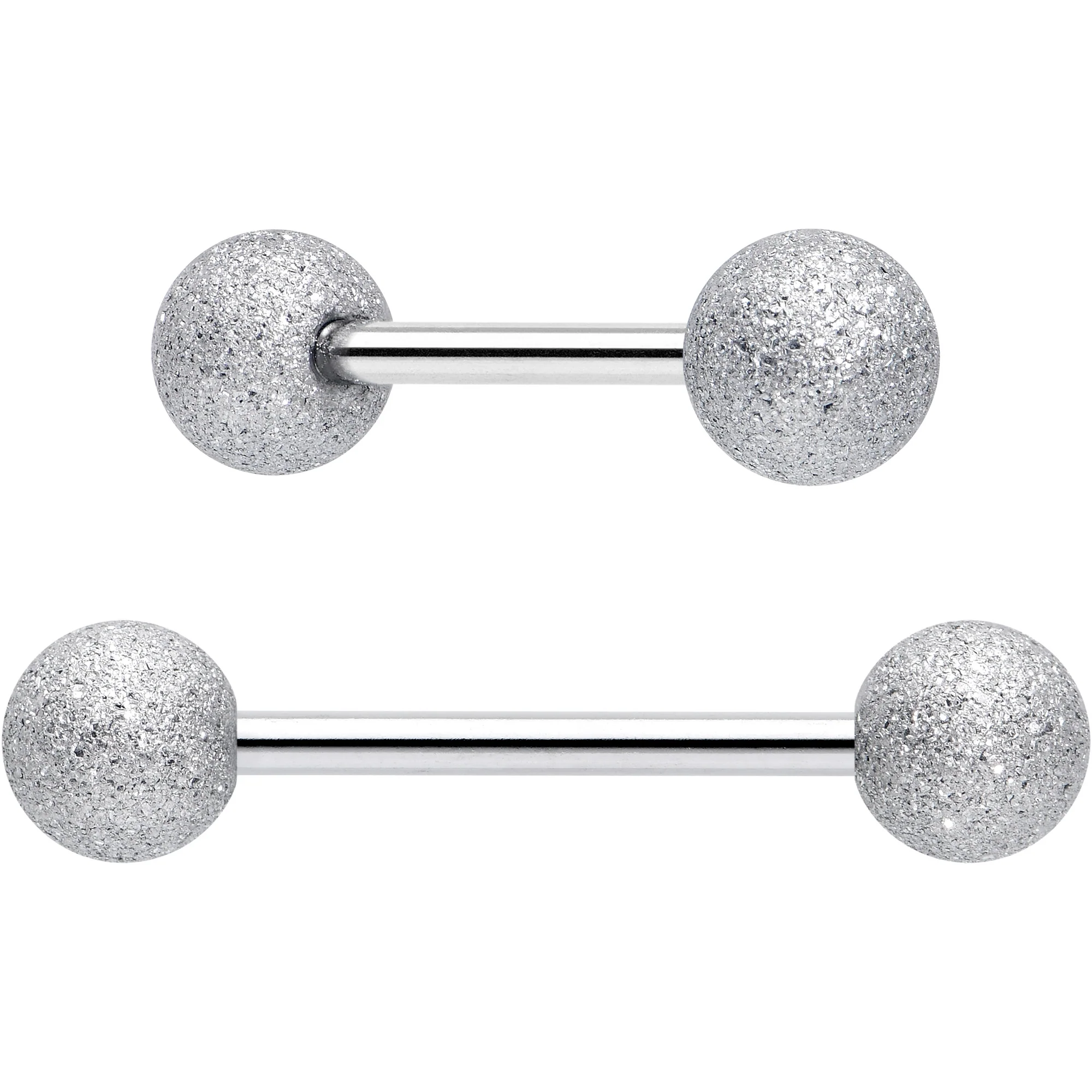 Red CZ Gem Flower Sandblasted Barbell Tongue Ring Set of 4 - Image 3
