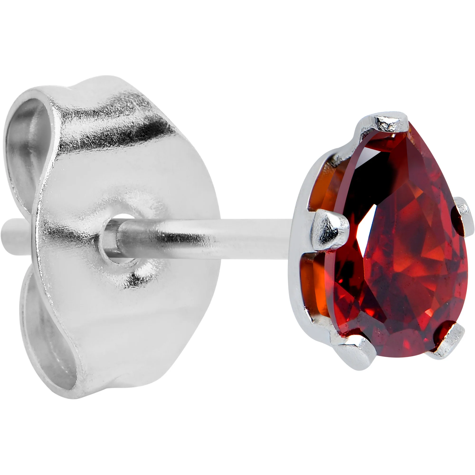 Red CZ Teardrop Stainless Steel Stud Earrings 3mm to 7mm - Image 2