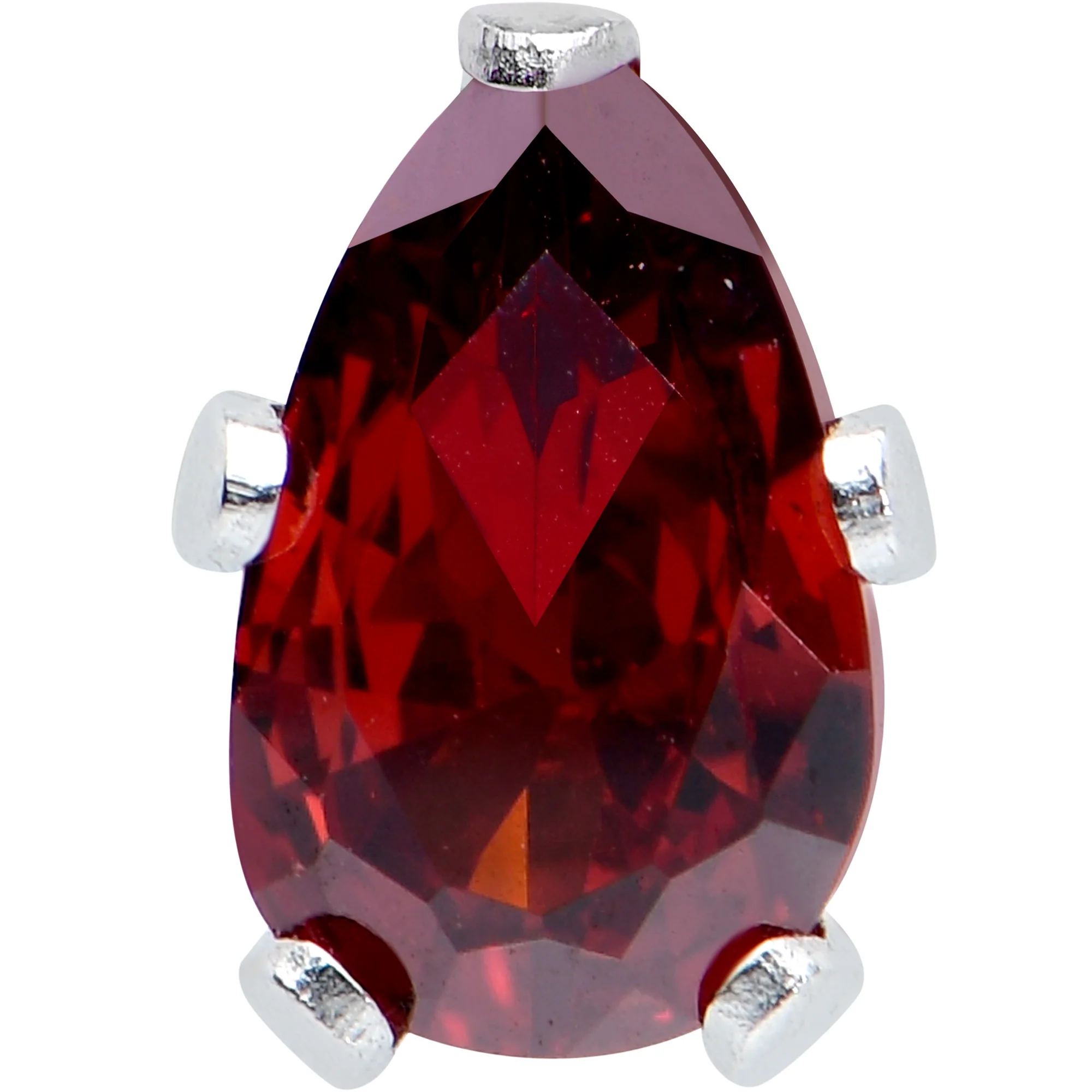 Red CZ Teardrop Stainless Steel Stud Earrings 3mm to 7mm - Image 3