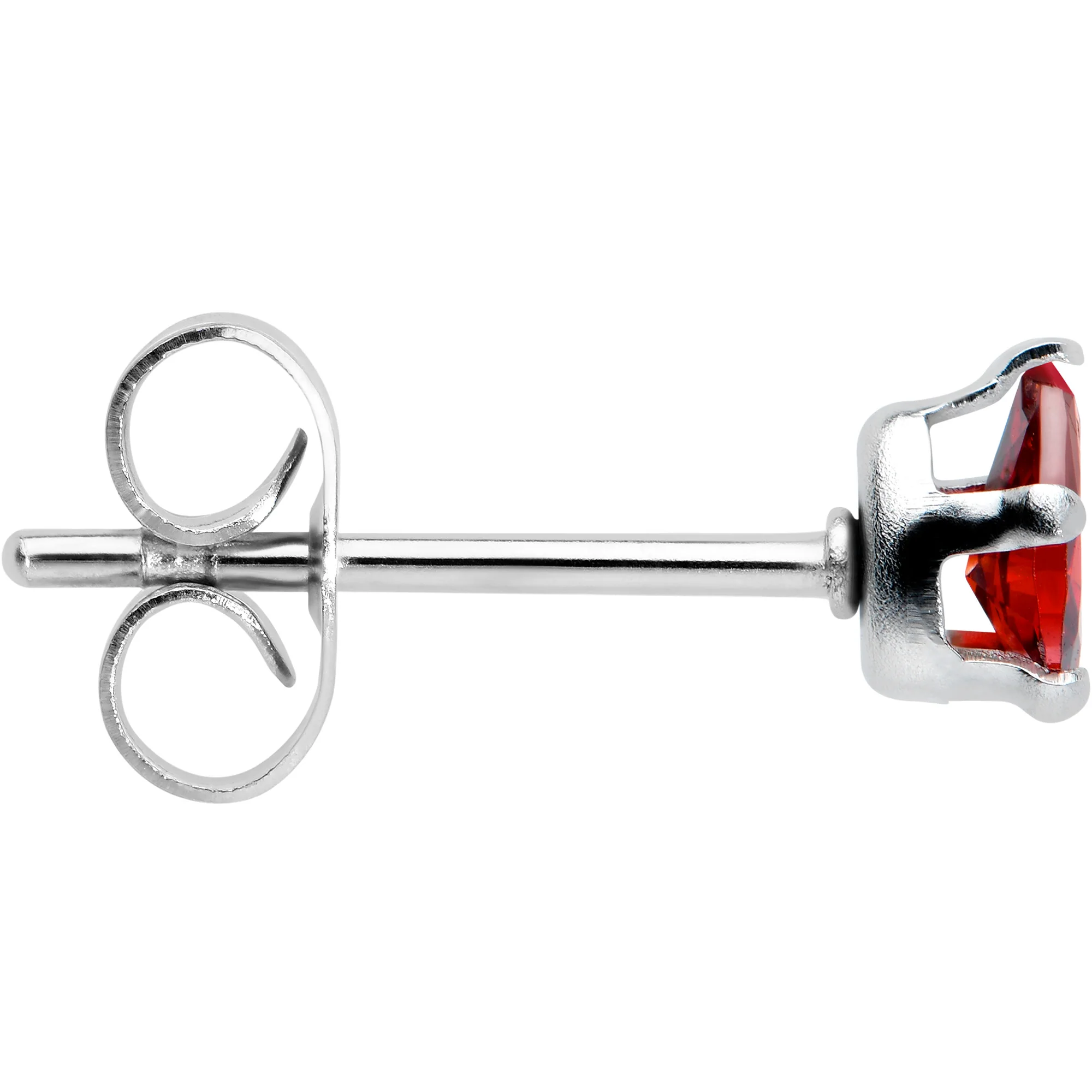 Red CZ Teardrop Stainless Steel Stud Earrings 3mm to 7mm - Image 4