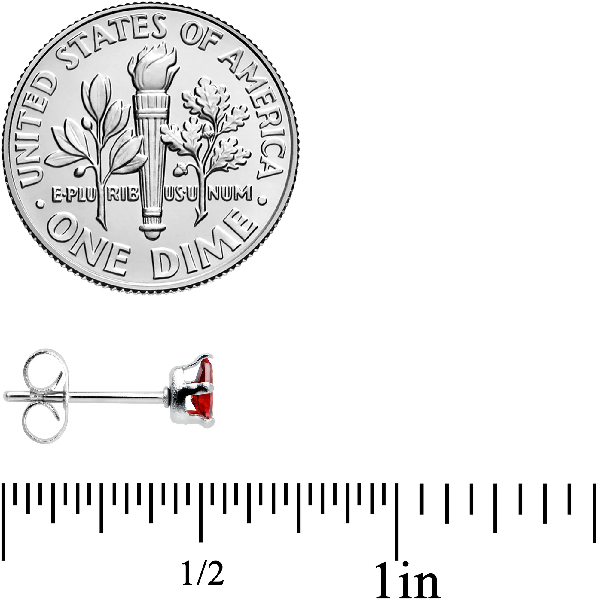 Red CZ Teardrop Stainless Steel Stud Earrings 3mm to 7mm - Image 5