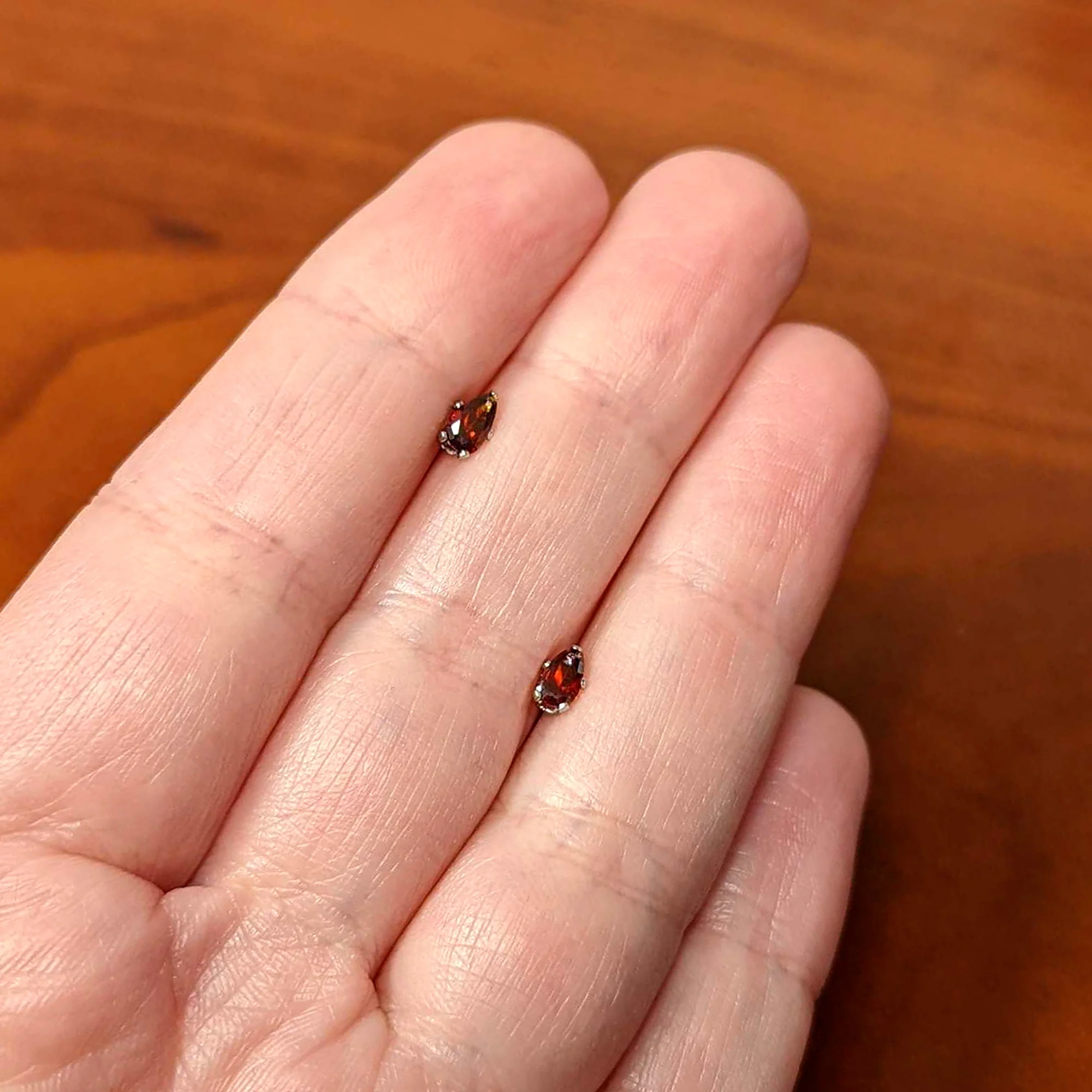 Red CZ Teardrop Stainless Steel Stud Earrings 3mm to 7mm - Image 6