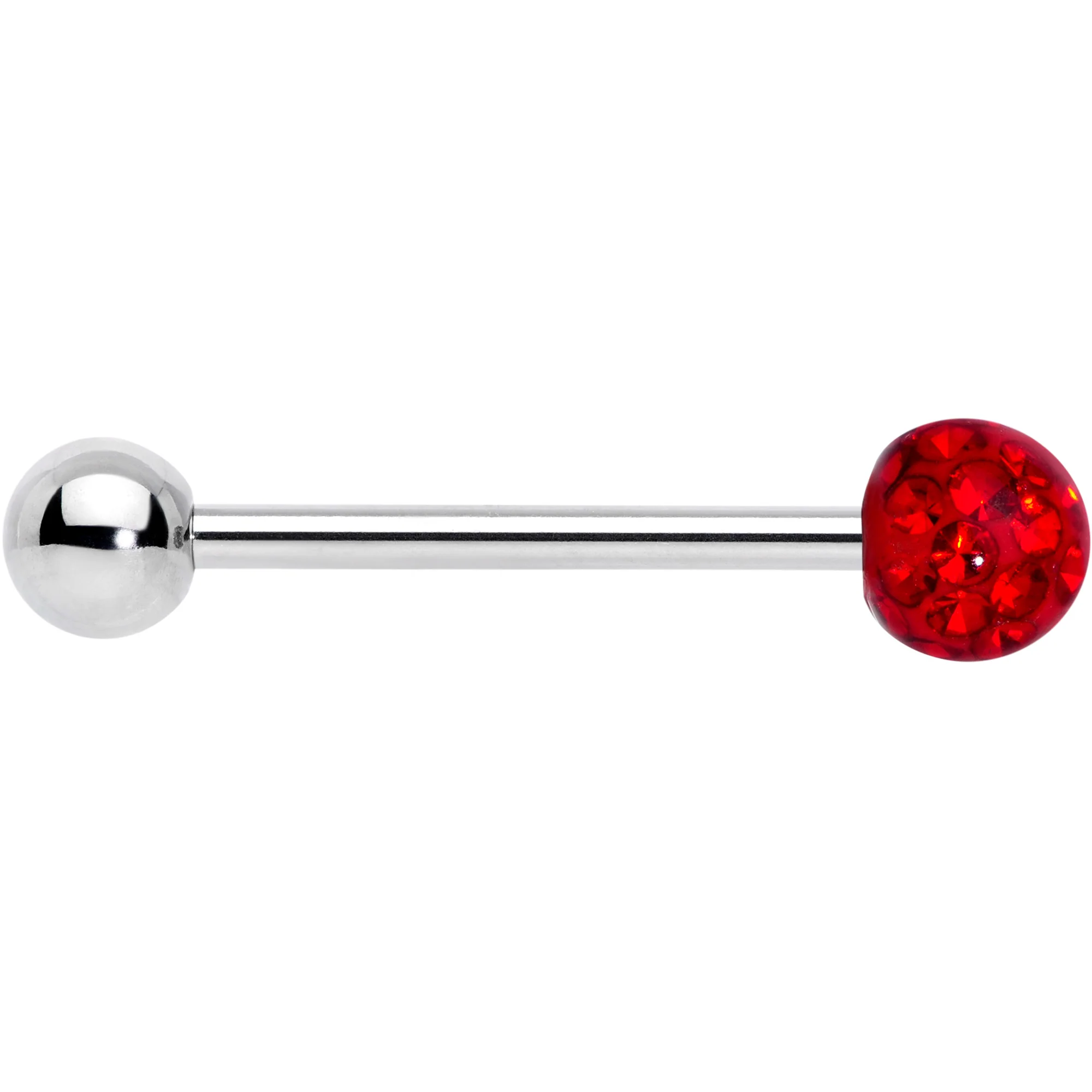 Red Gem Disco Ball Internally Threaded Barbell Tongue Ring - Image 3