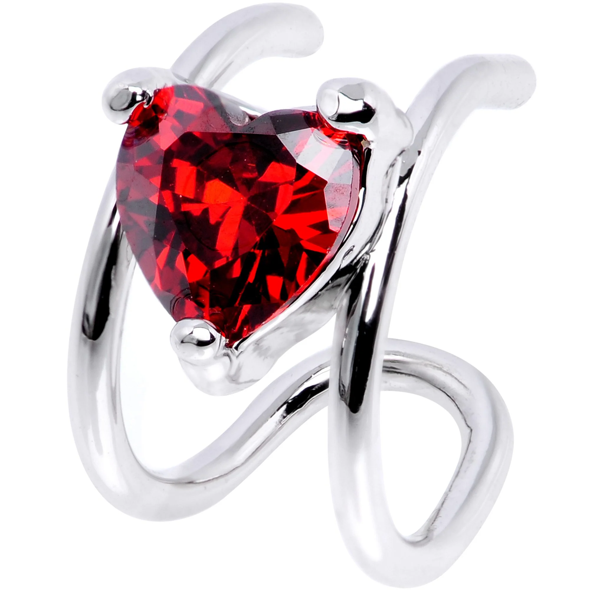 Red Gem Royal Heart Ear Cuff - Image 2