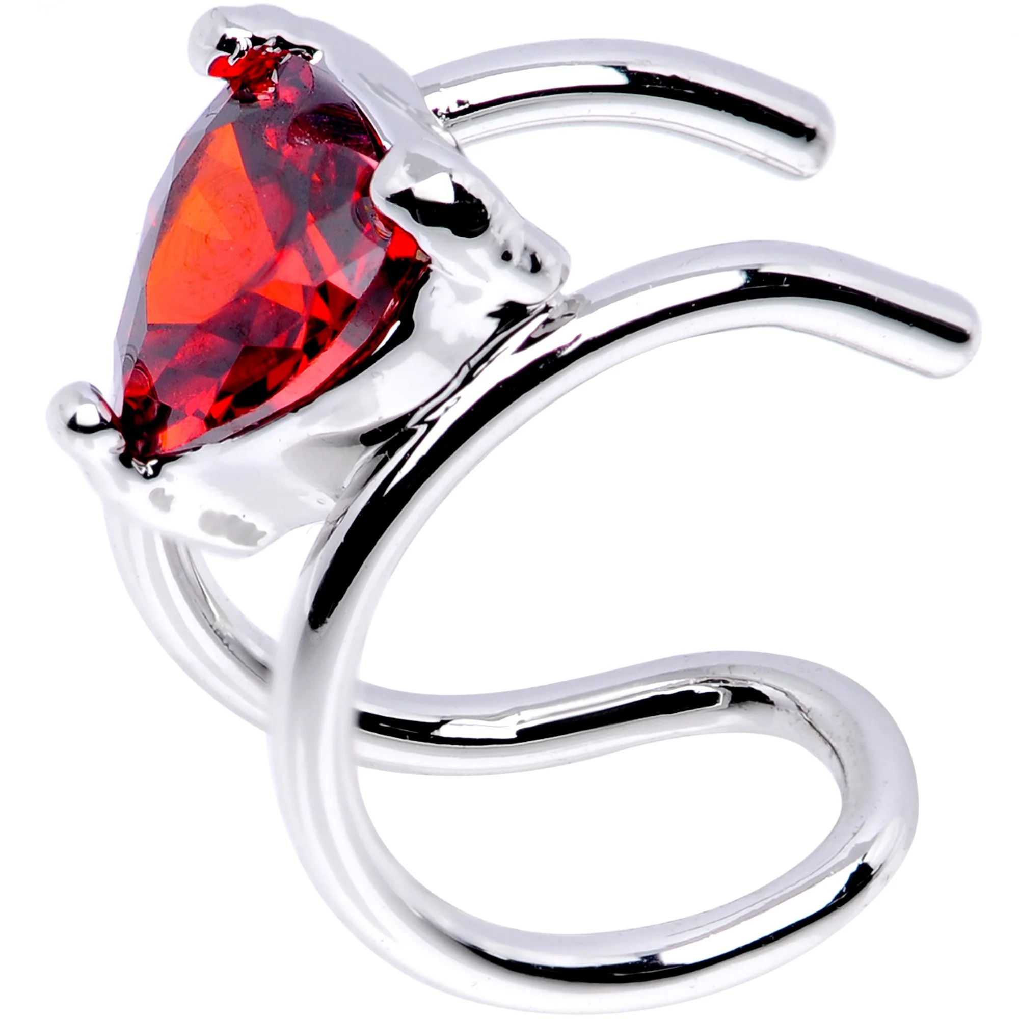 Red Gem Royal Heart Ear Cuff - Image 3