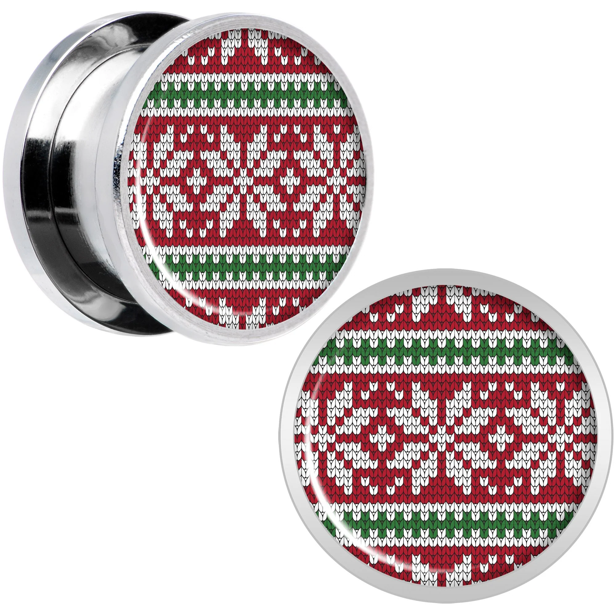 Red Green Christmas Sweater Screw Fit Plug Set Sizes 5mm to 20mm - Image 6