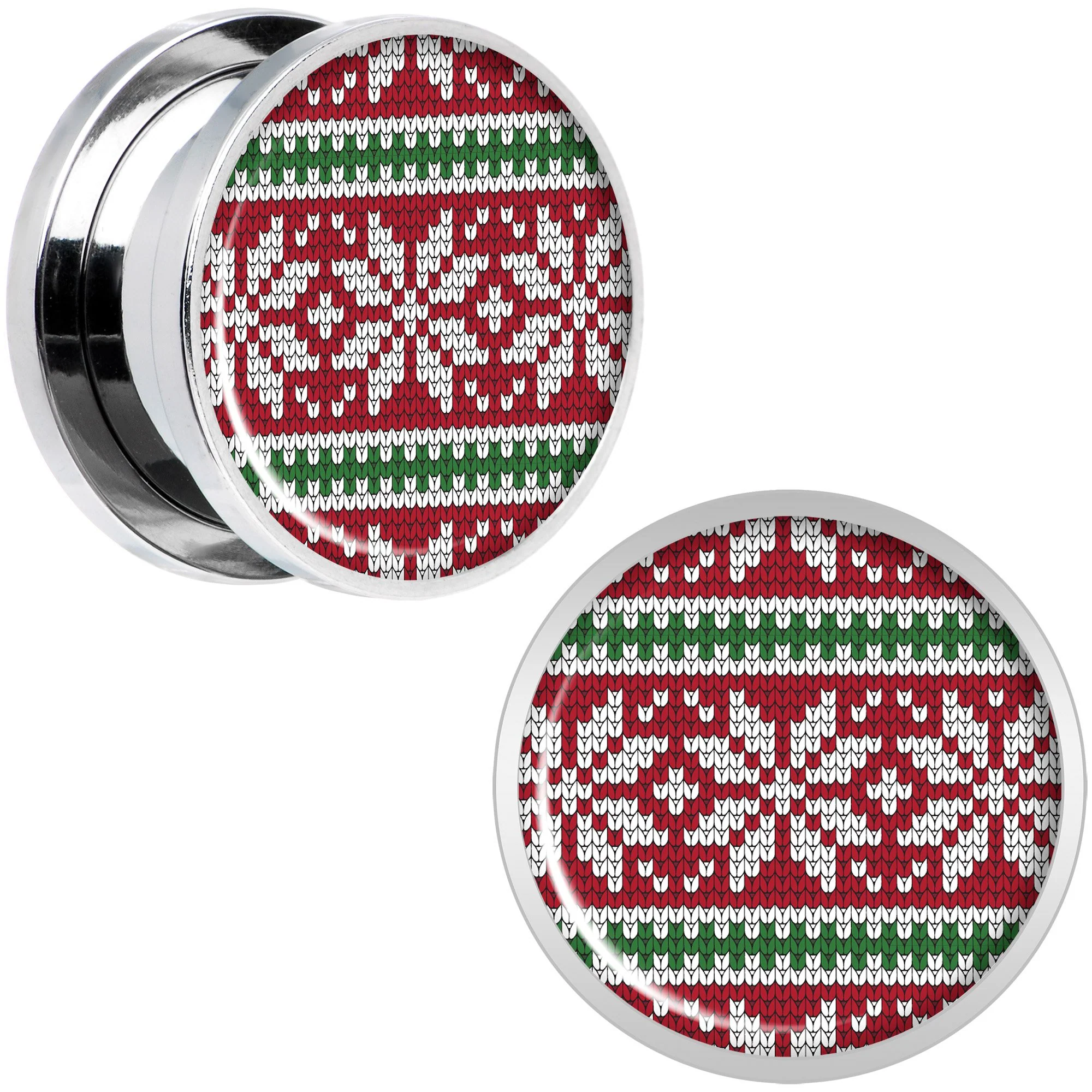 Red Green Christmas Sweater Screw Fit Plug Set Sizes 5mm to 20mm - Image 7
