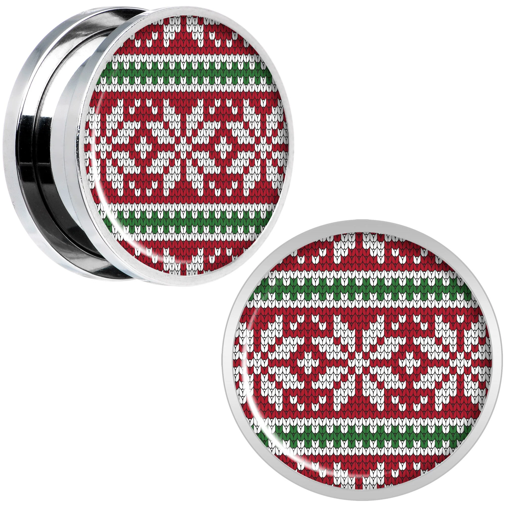 Red Green Christmas Sweater Screw Fit Plug Set Sizes 5mm to 20mm - Image 8