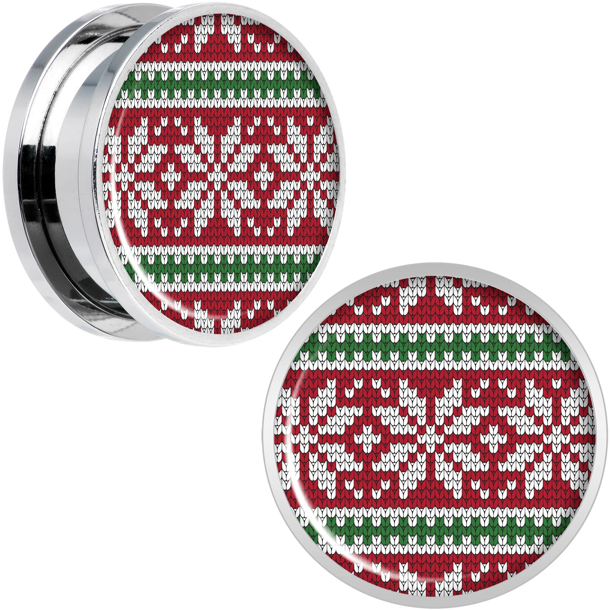 Red Green Christmas Sweater Screw Fit Plug Set Sizes 5mm to 20mm - Image 9