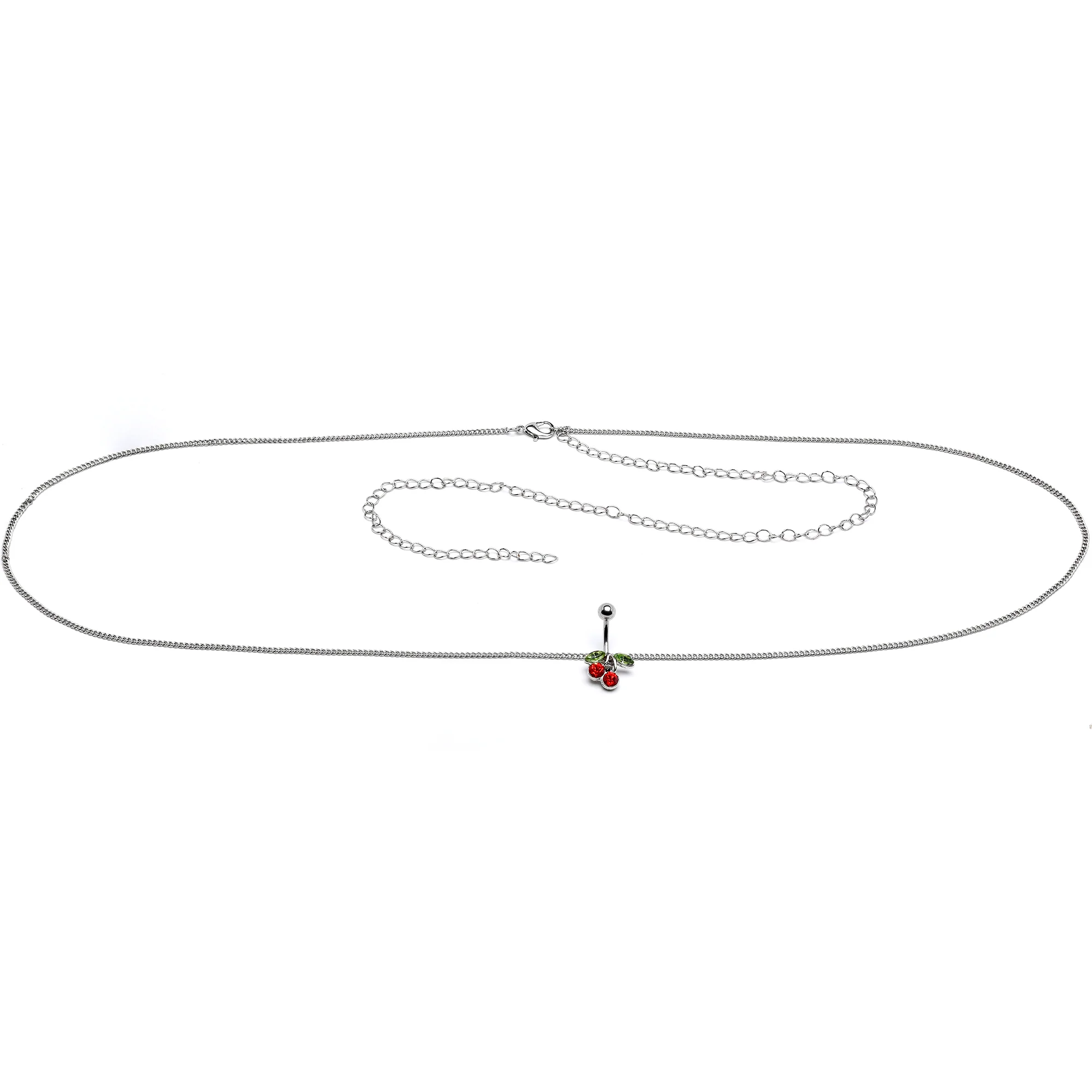 Red Green Gem Cheery Cherries Fruit Belly Ring Belly Chain - Image 4
