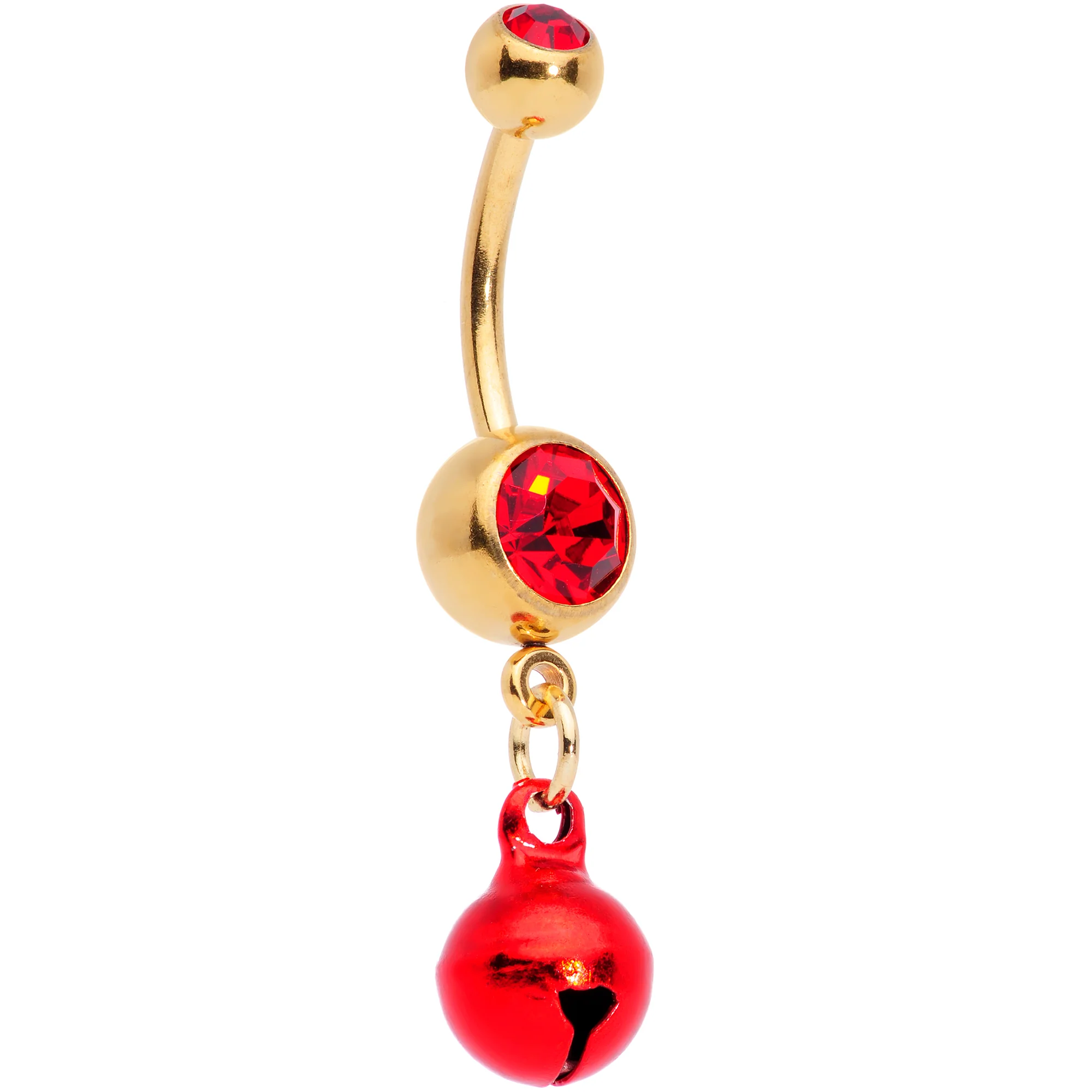 Red Green Gem Stocking Santa Cap Christmas Dangle Belly Ring Set of 3 - Image 3