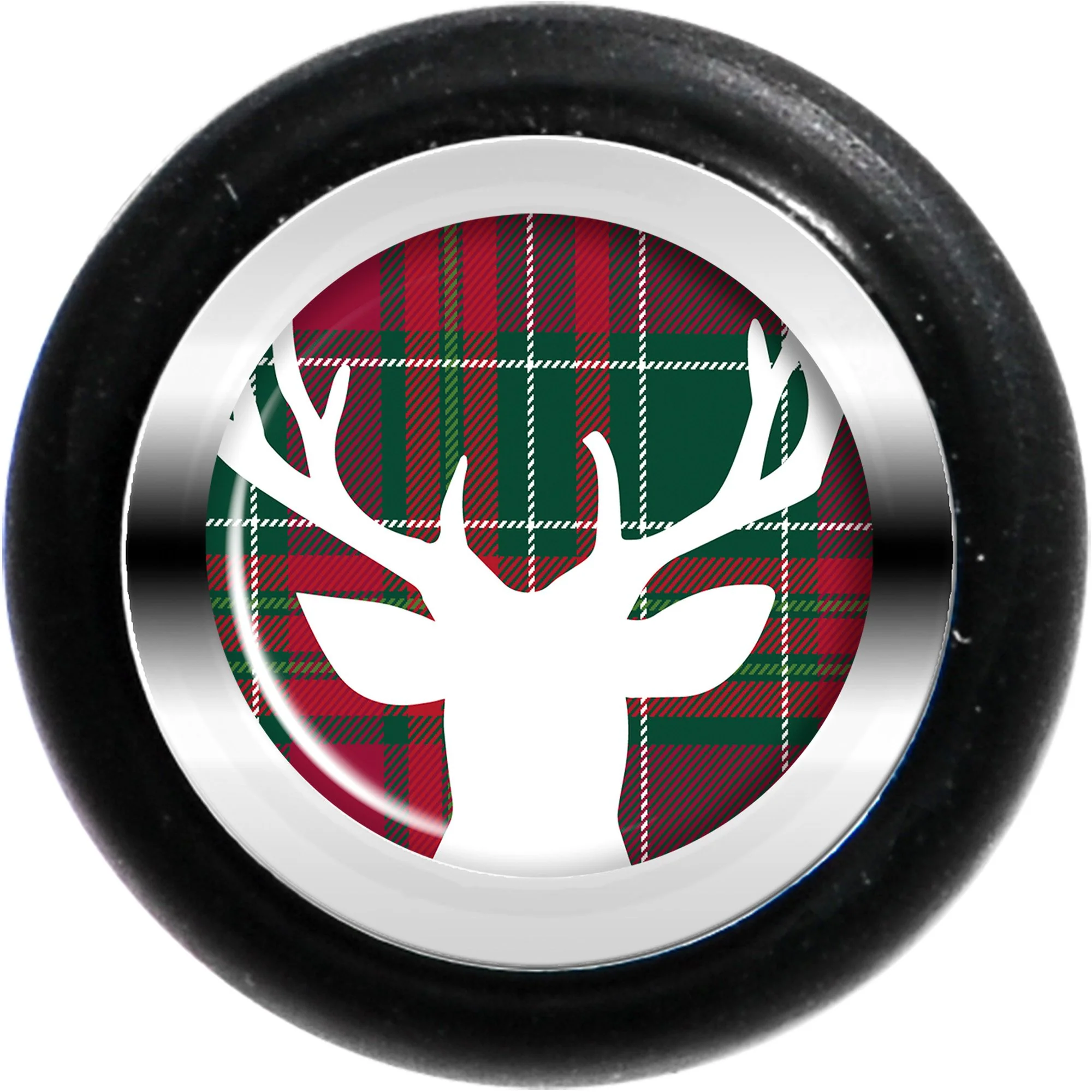 Red Green Plaid Reindeer Cheater Plug Set - Image 3