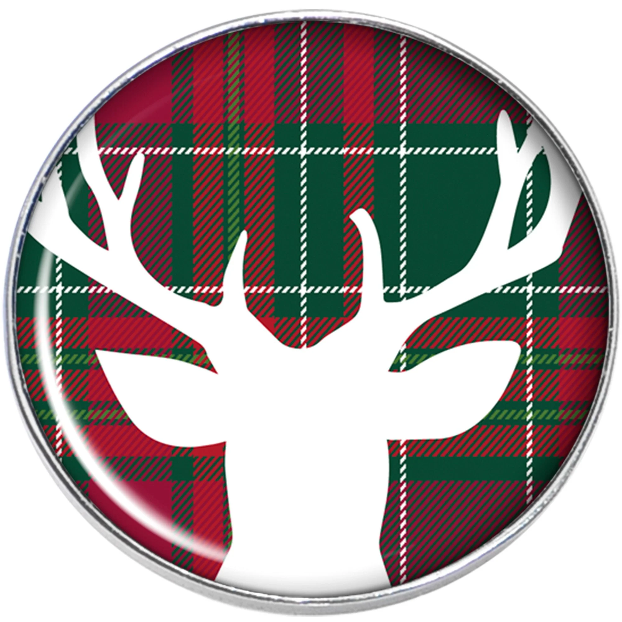 Red Green Plaid Reindeer Stud Earrings - Image 3