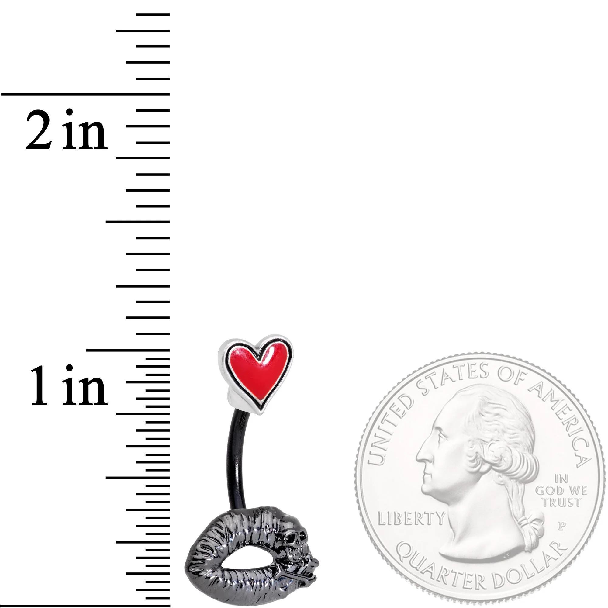 Red Heart Kiss of Death Double Mount Belly Ring - Image 3