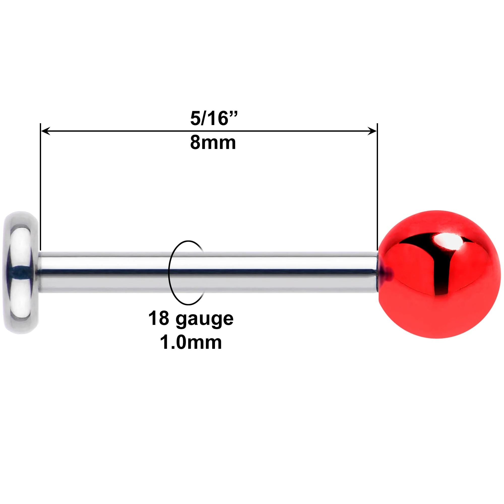 Red Holiday Ball Christmas 18G Titanium Threadless Push In Nose Ring Stud - Image 4