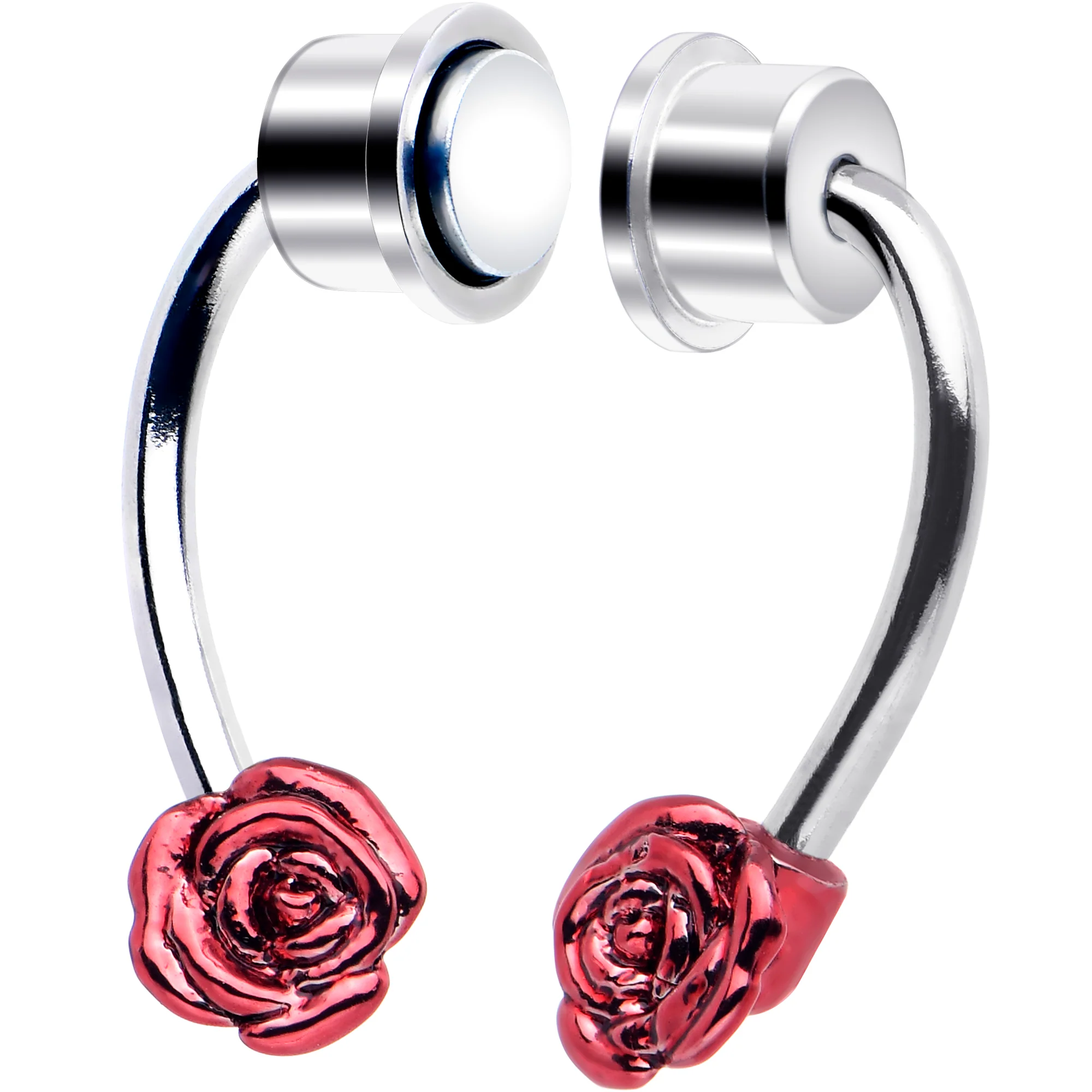 Red Rose Magnetic Septum Ring Horseshoe Non-Pierced Fake Nose Ring - Image 4