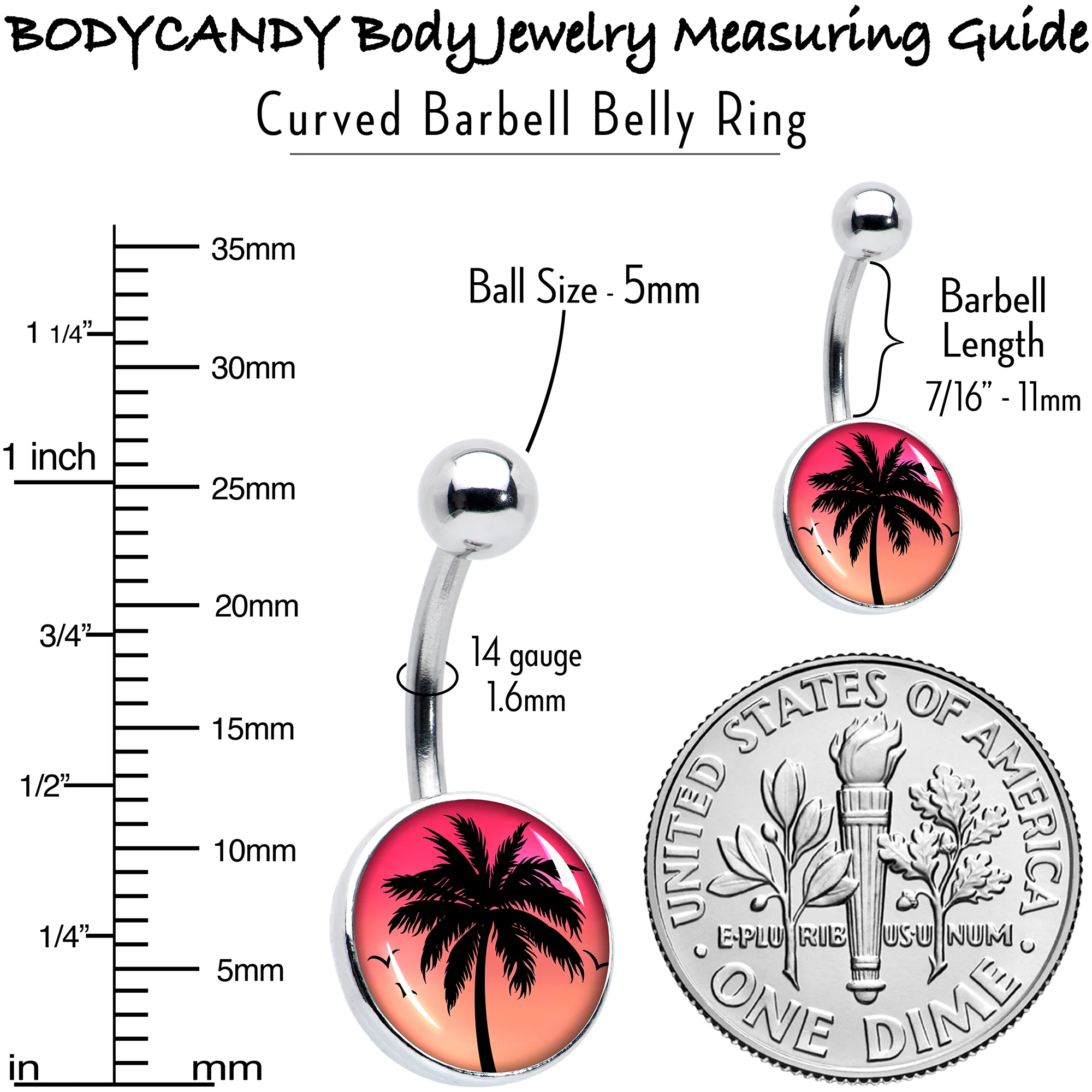Red Sunset Palm Tree Belly Ring by Onyx O - Image 6