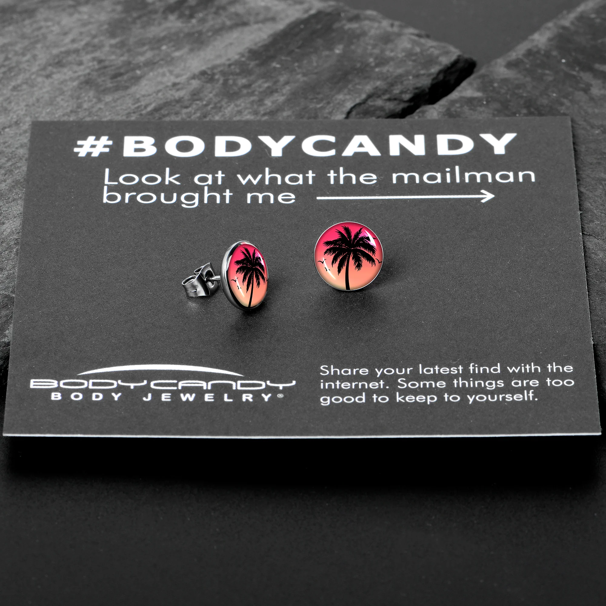 Red Sunset Palm Tree Stud Earrings by Onyx O - Image 7