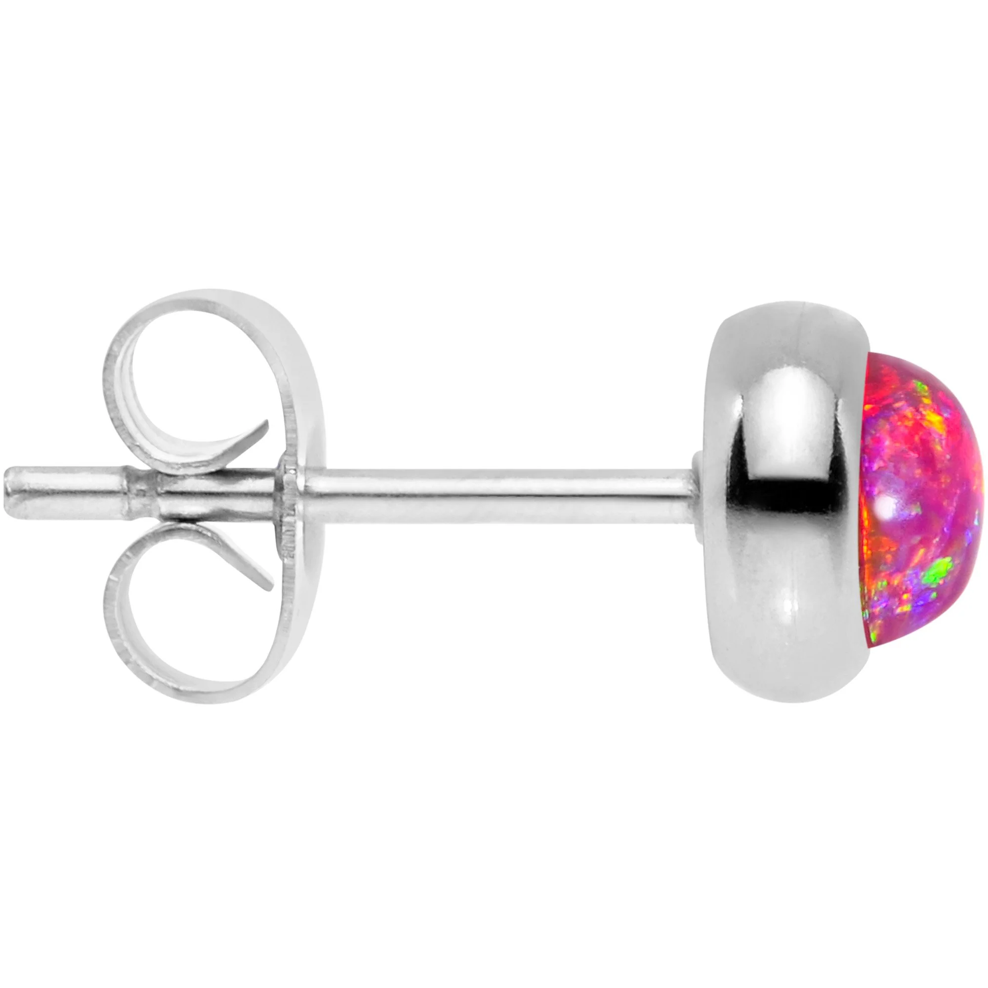 Red Synthetic Opal 316L Surgical Steel Stud Earrings - Image 3
