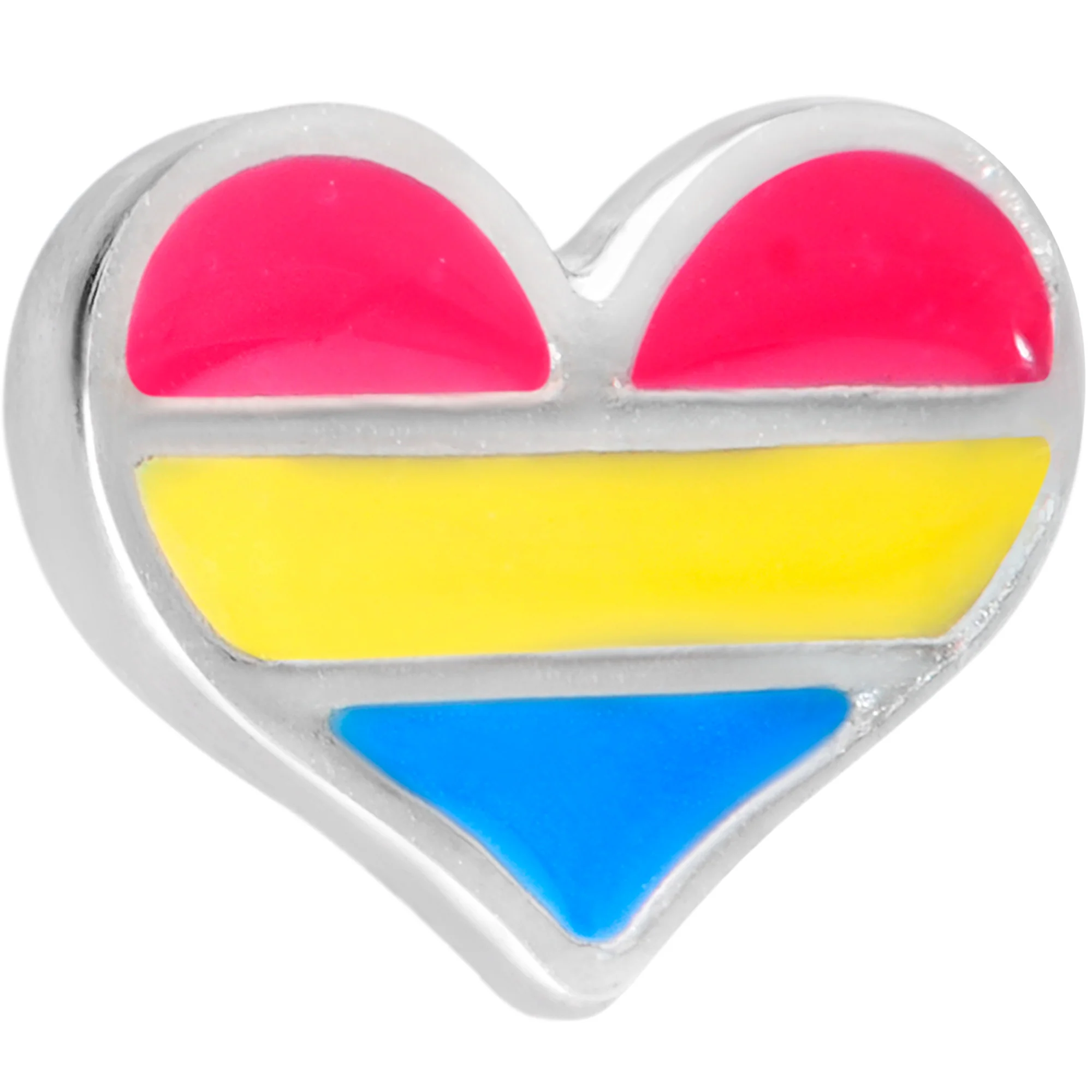 Red Yellow Blue Pansexual Pride Heart Barbell Tongue Ring - Image 2