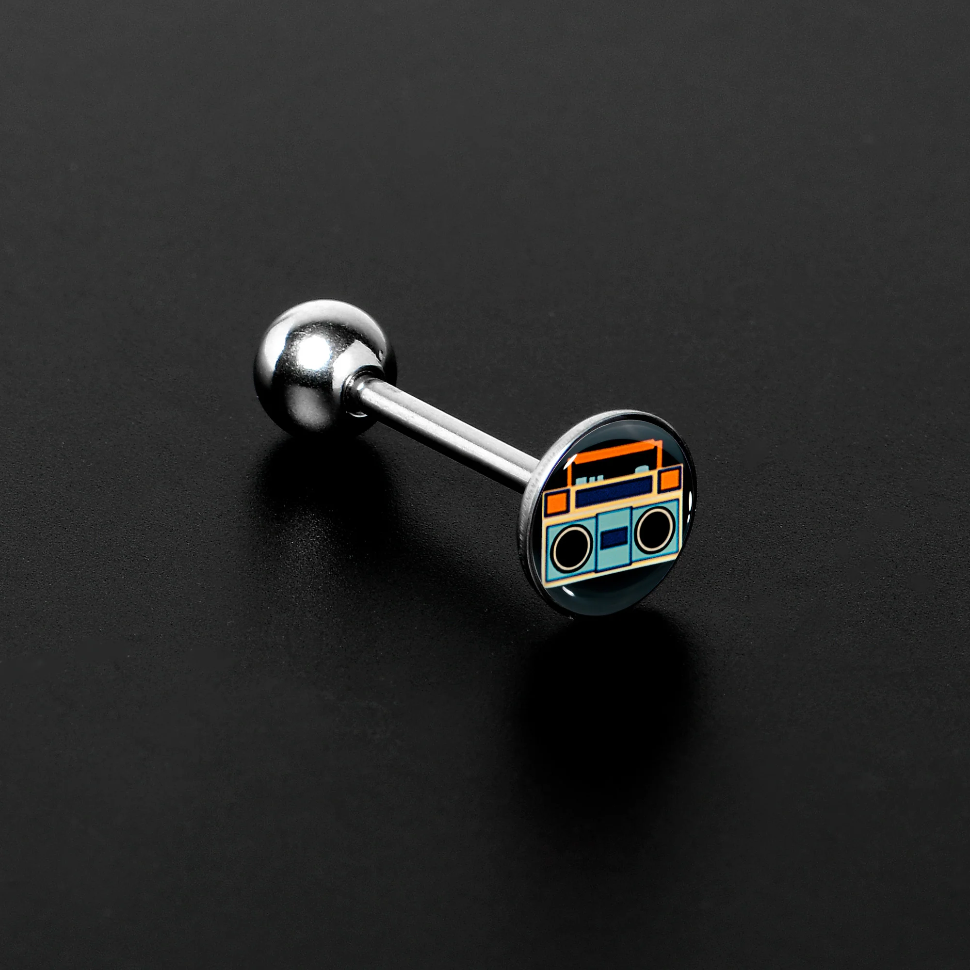 Retro Boombox Barbell Tongue Ring by Onyx O - Image 2