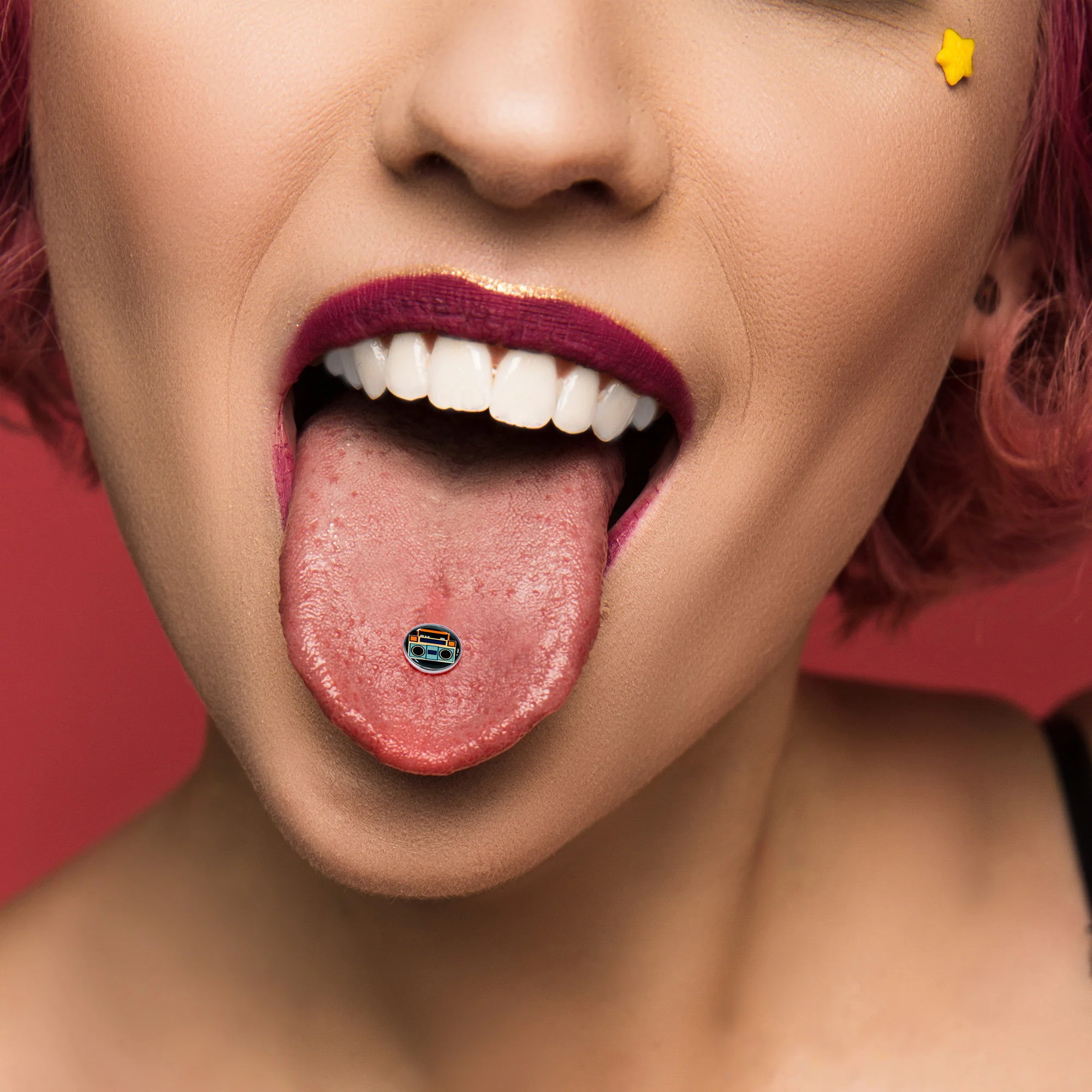 Retro Boombox Barbell Tongue Ring by Onyx O - Image 6