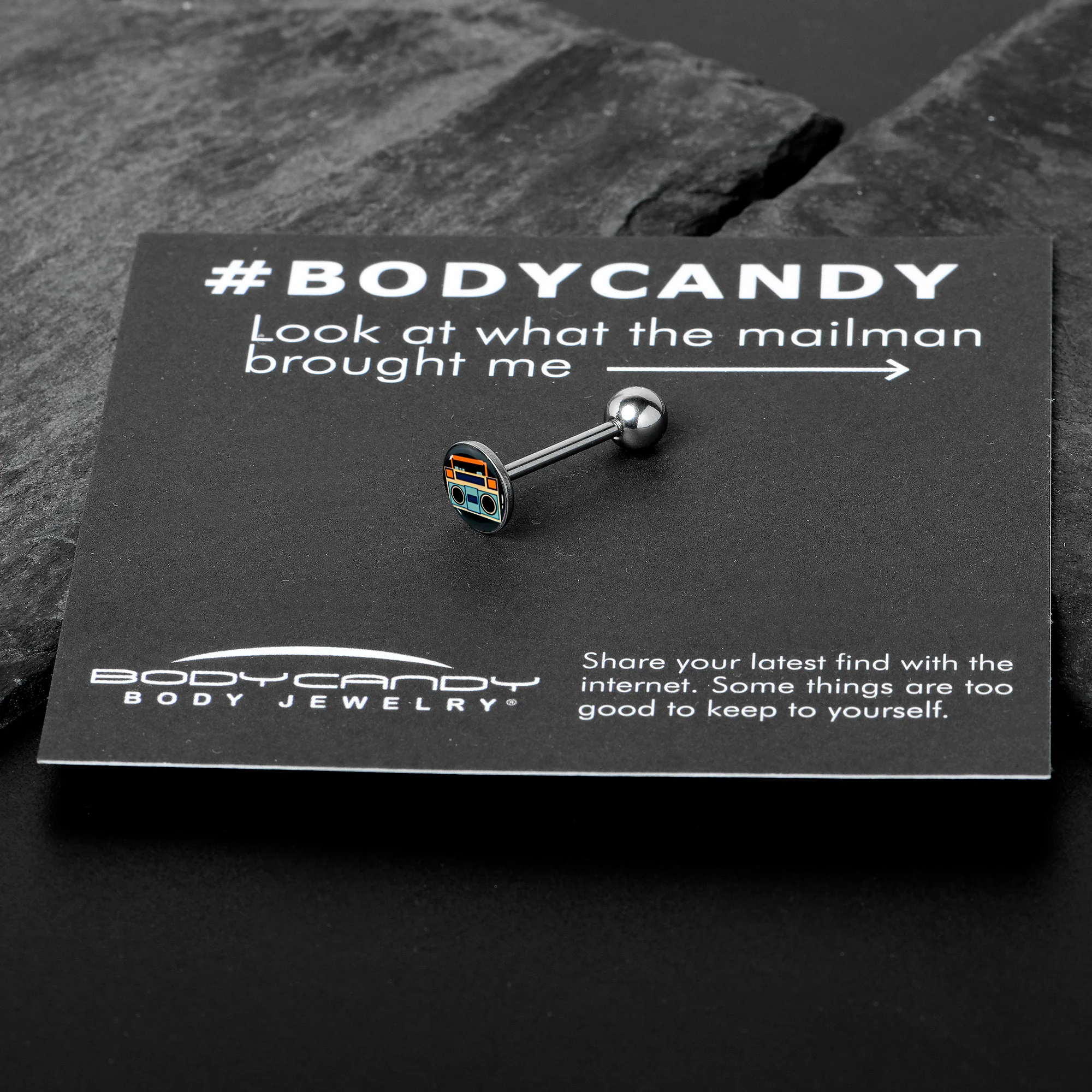 Retro Boombox Barbell Tongue Ring by Onyx O - Image 7