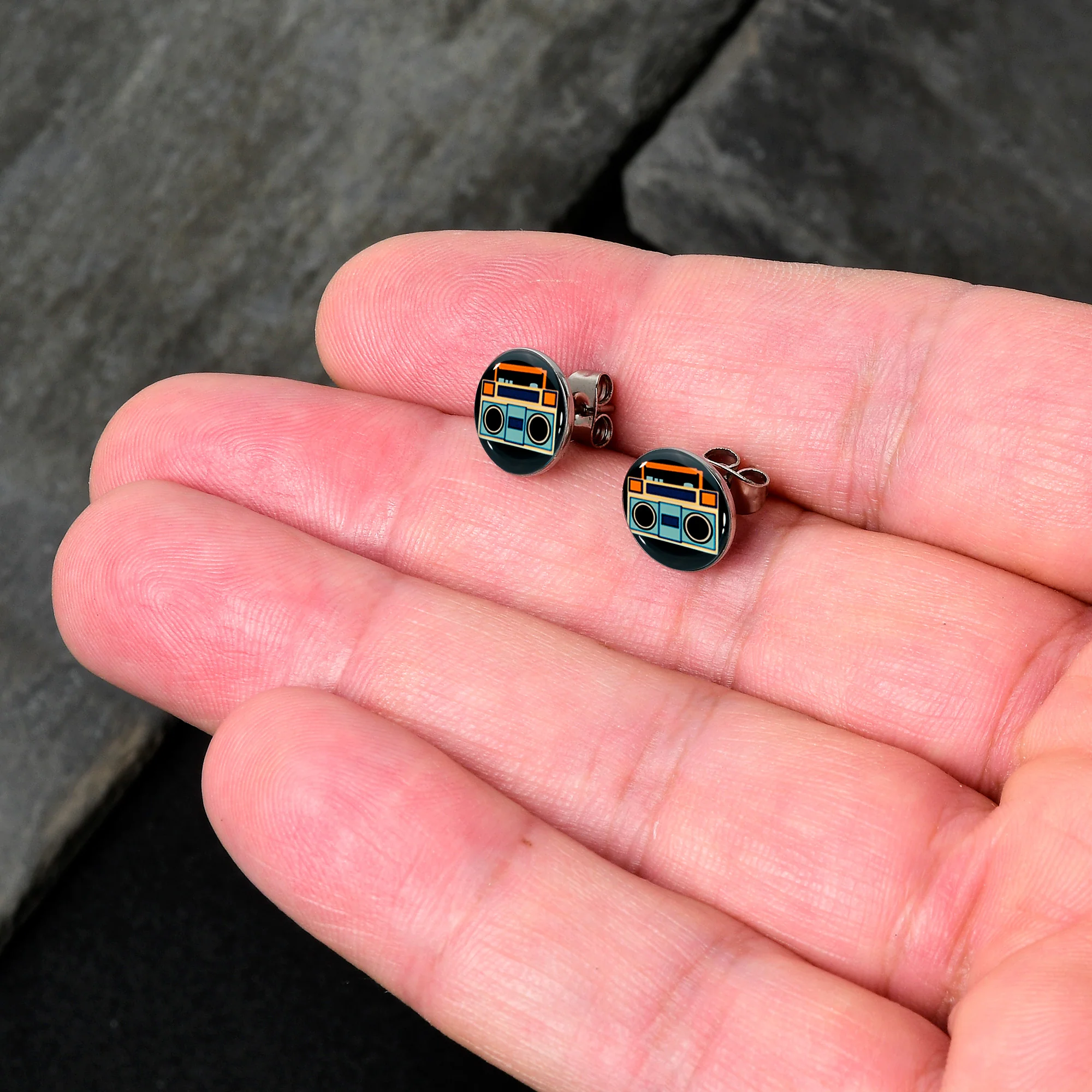 Retro Boombox Stud Earrings by Onyx O - Image 2