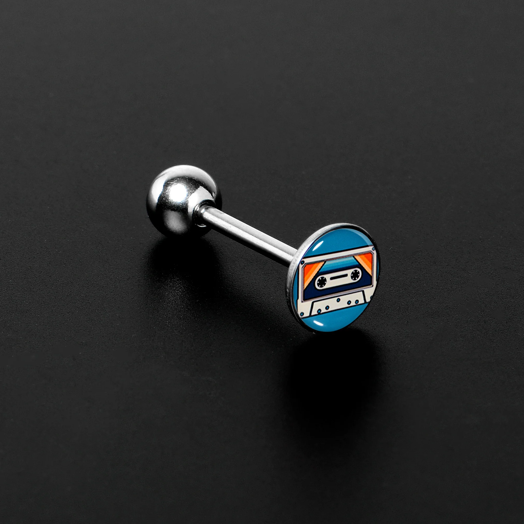 Retro Cassette Tape Barbell Tongue Ring by Onyx O - Image 2