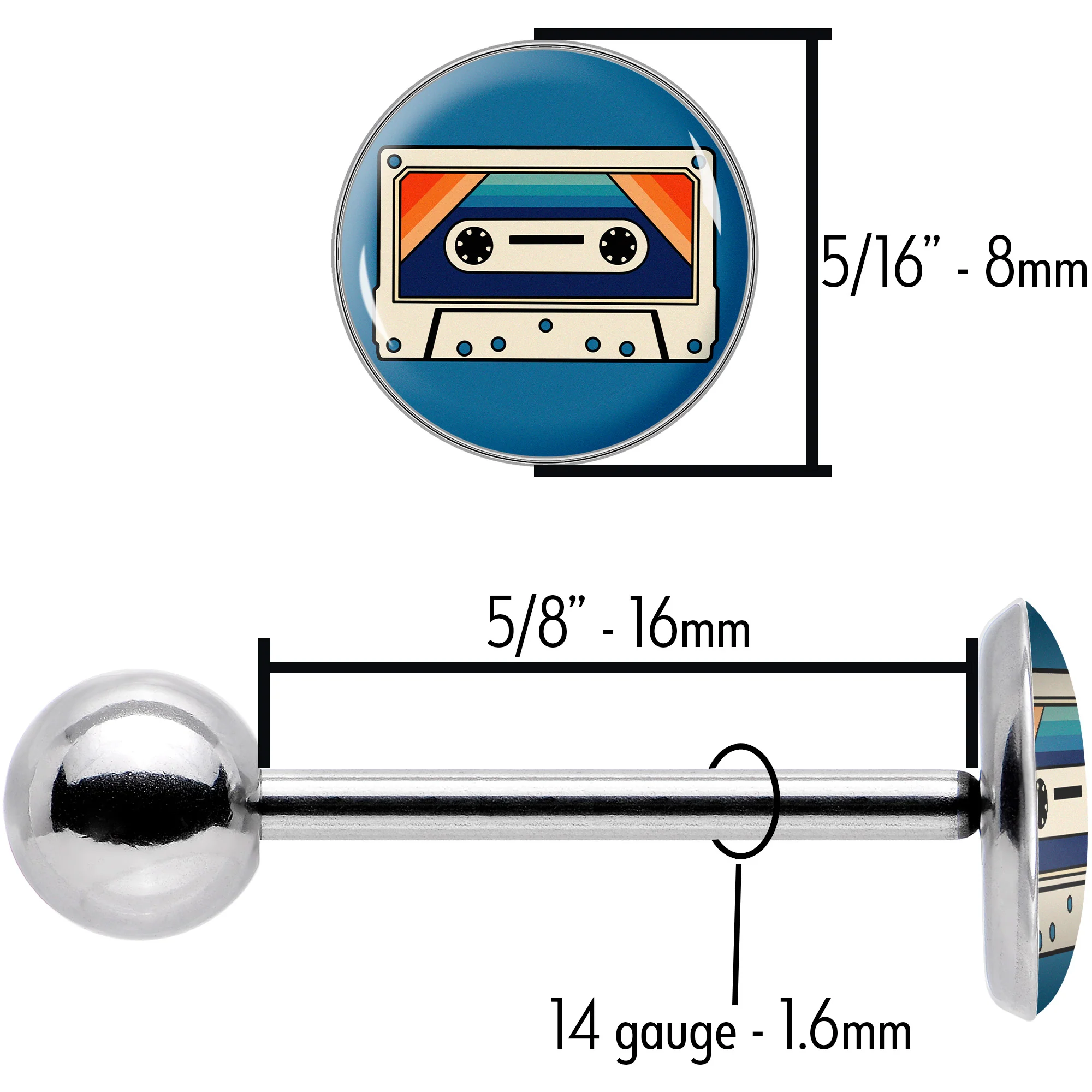Retro Cassette Tape Barbell Tongue Ring by Onyx O - Image 8
