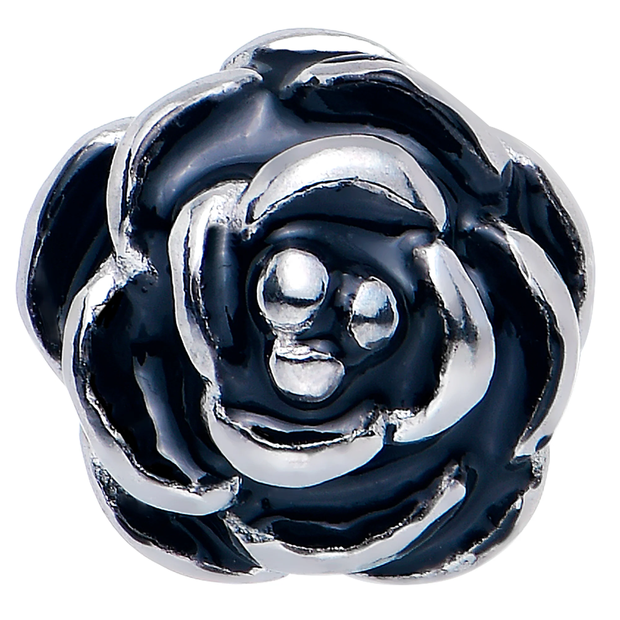 Retro Flower Rose Barbell Tongue Ring - Image 2