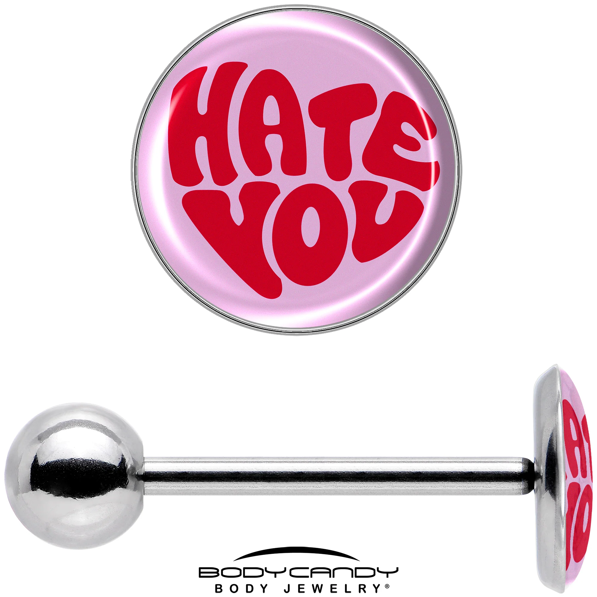 Retro Text Hate You Barbell Tongue Ring by Onyx O - Image 7