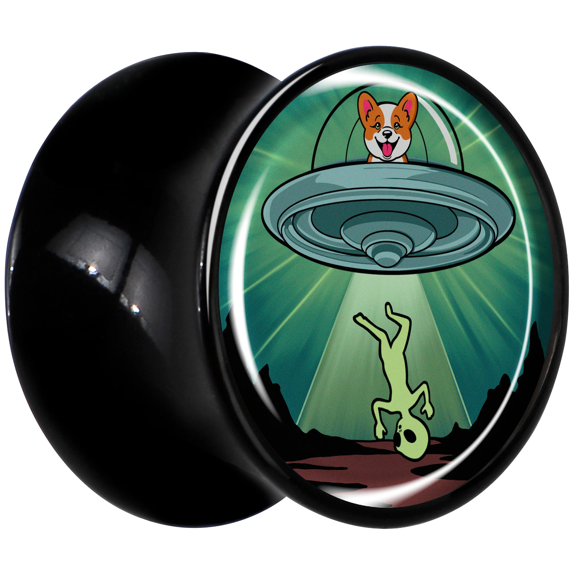 0G Reverse Alien UFO Abduction Black Acrylic Saddle Plug Set by Onyx O - Image 3