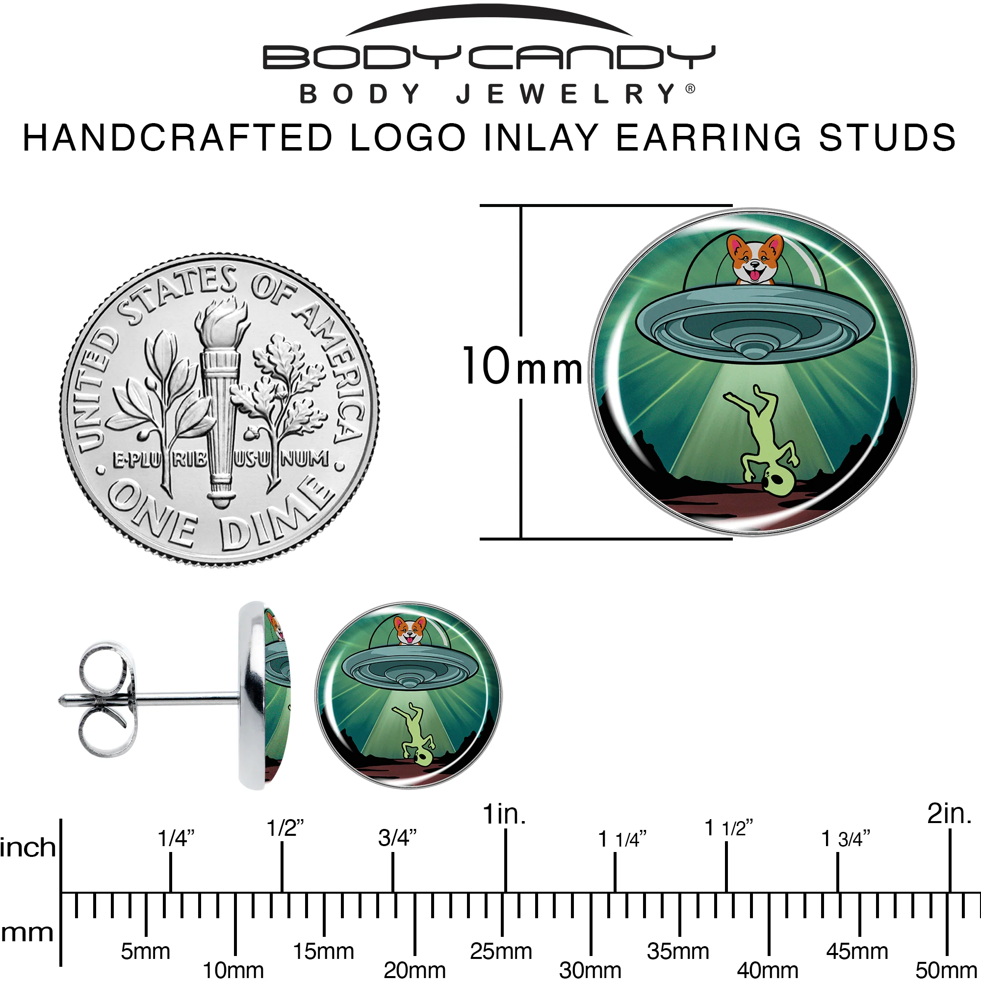 Reverse Alien UFO Abduction Stud Earrings by Onyx O - Image 6
