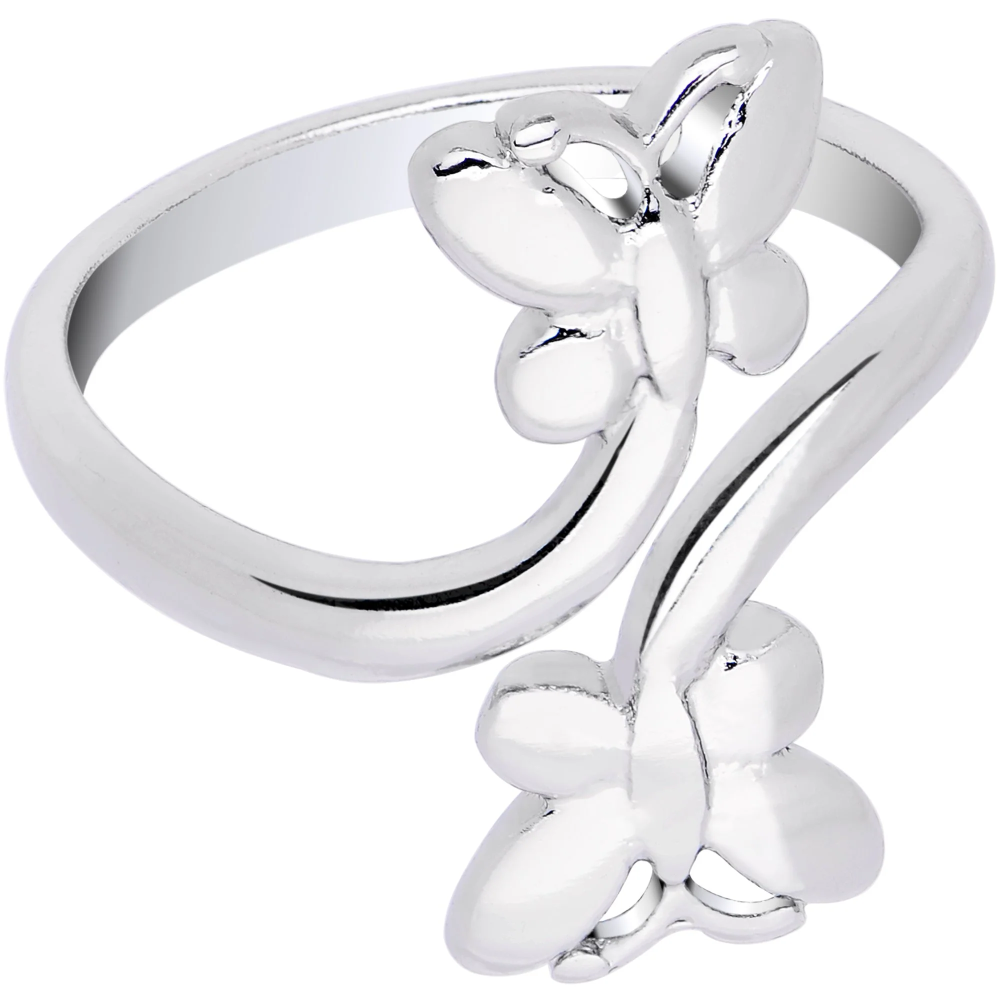 Rhodium Plated Butterfly Duo Toe Ring - Image 2