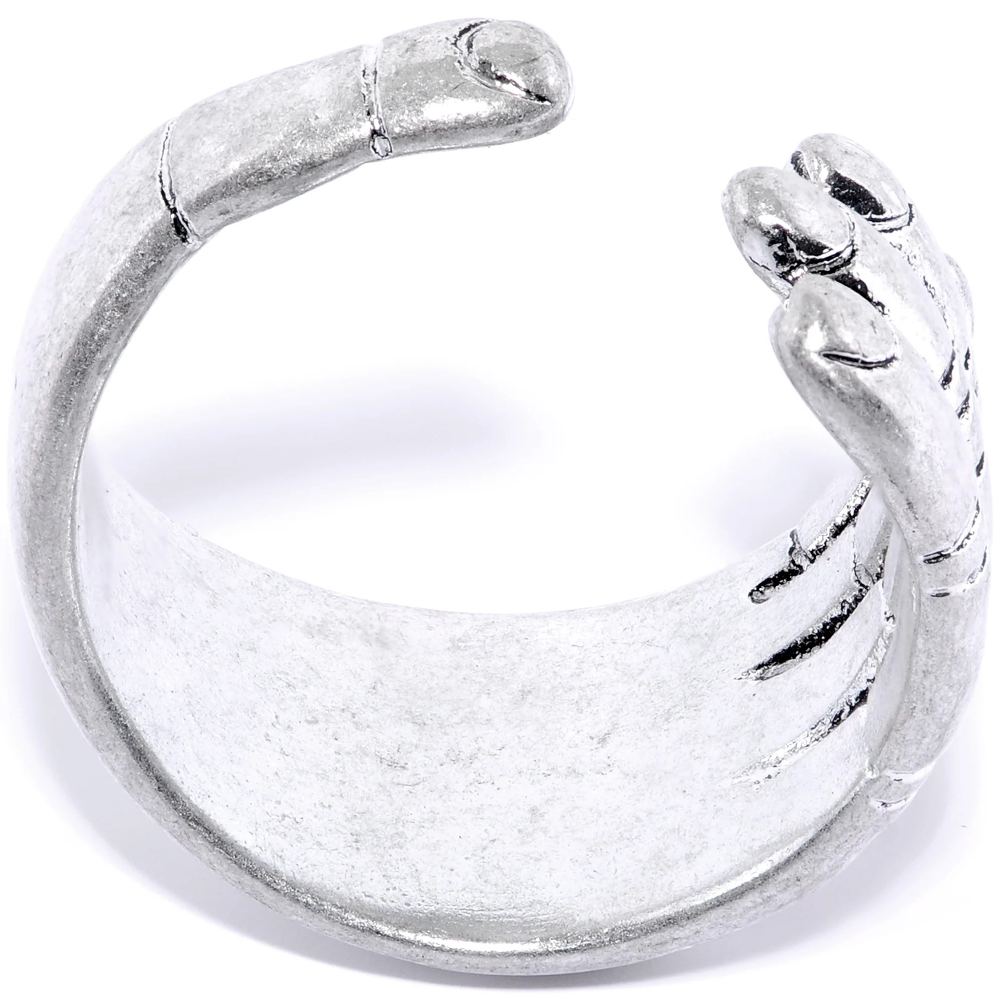 Rhodium Plated Hold Hands Toe Ring - Image 2