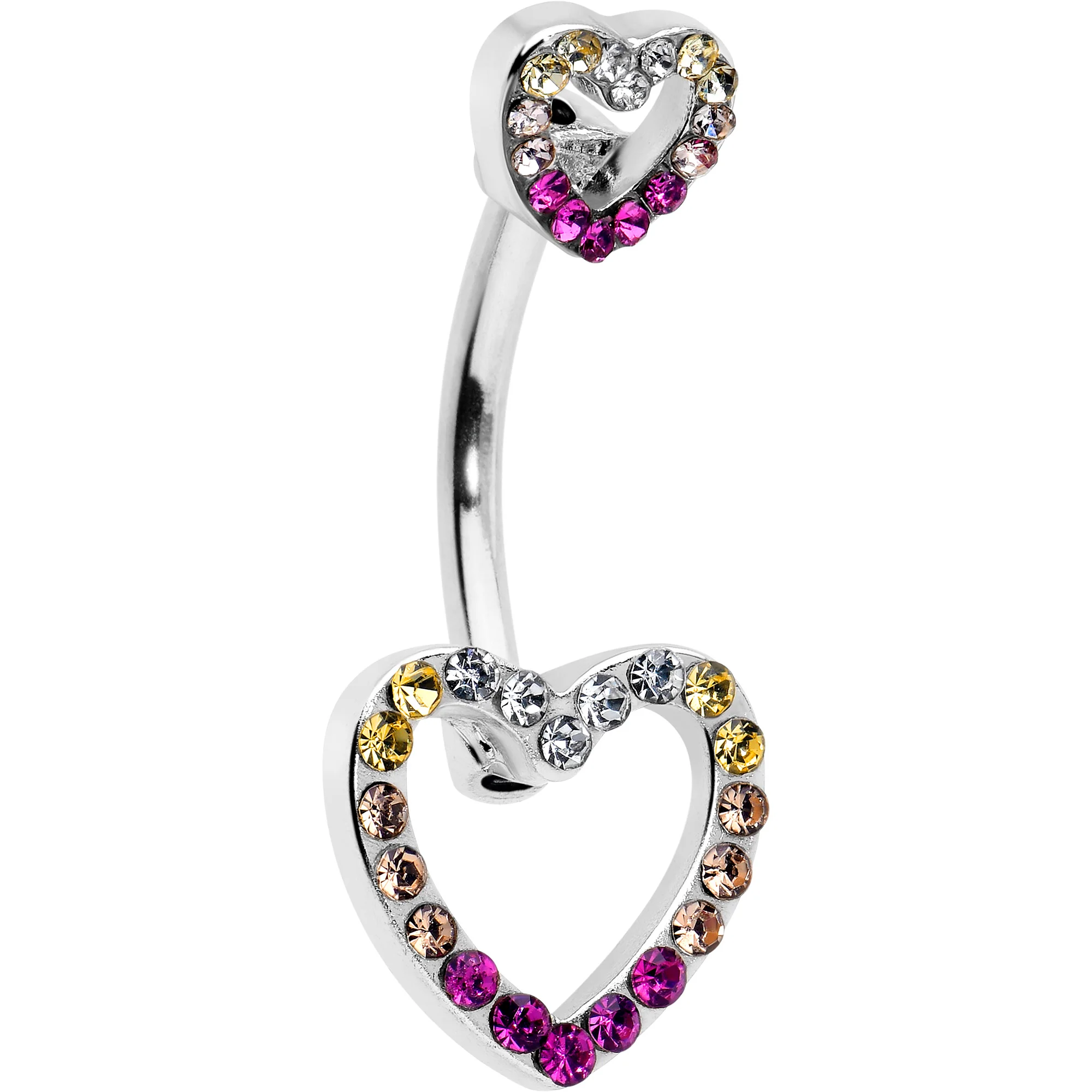 Romance Gem Open Heart Valentine Double Mount Belly Ring - Image 2