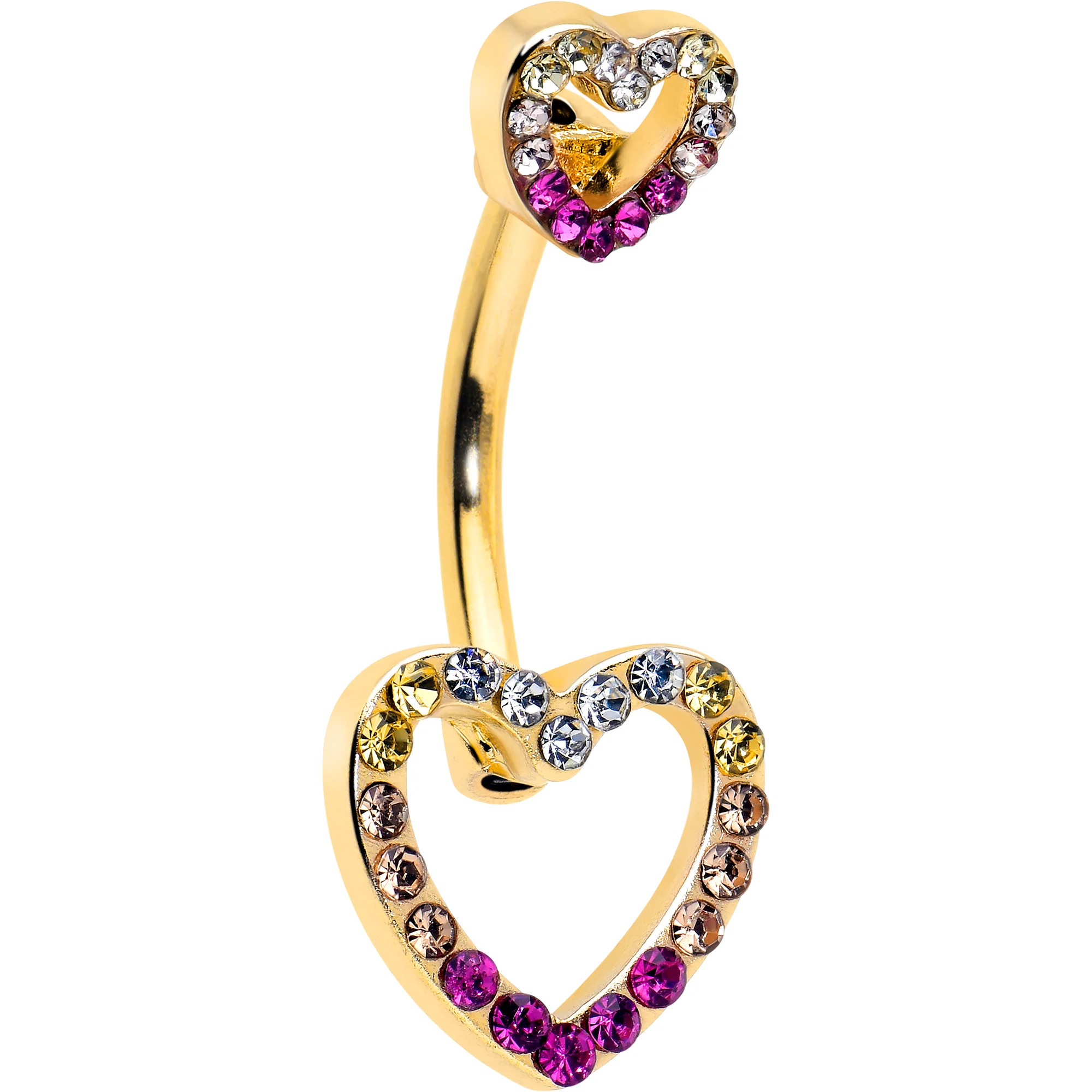 Romance Gem Open Heart Valentine Double Mount Belly Ring - Image 6
