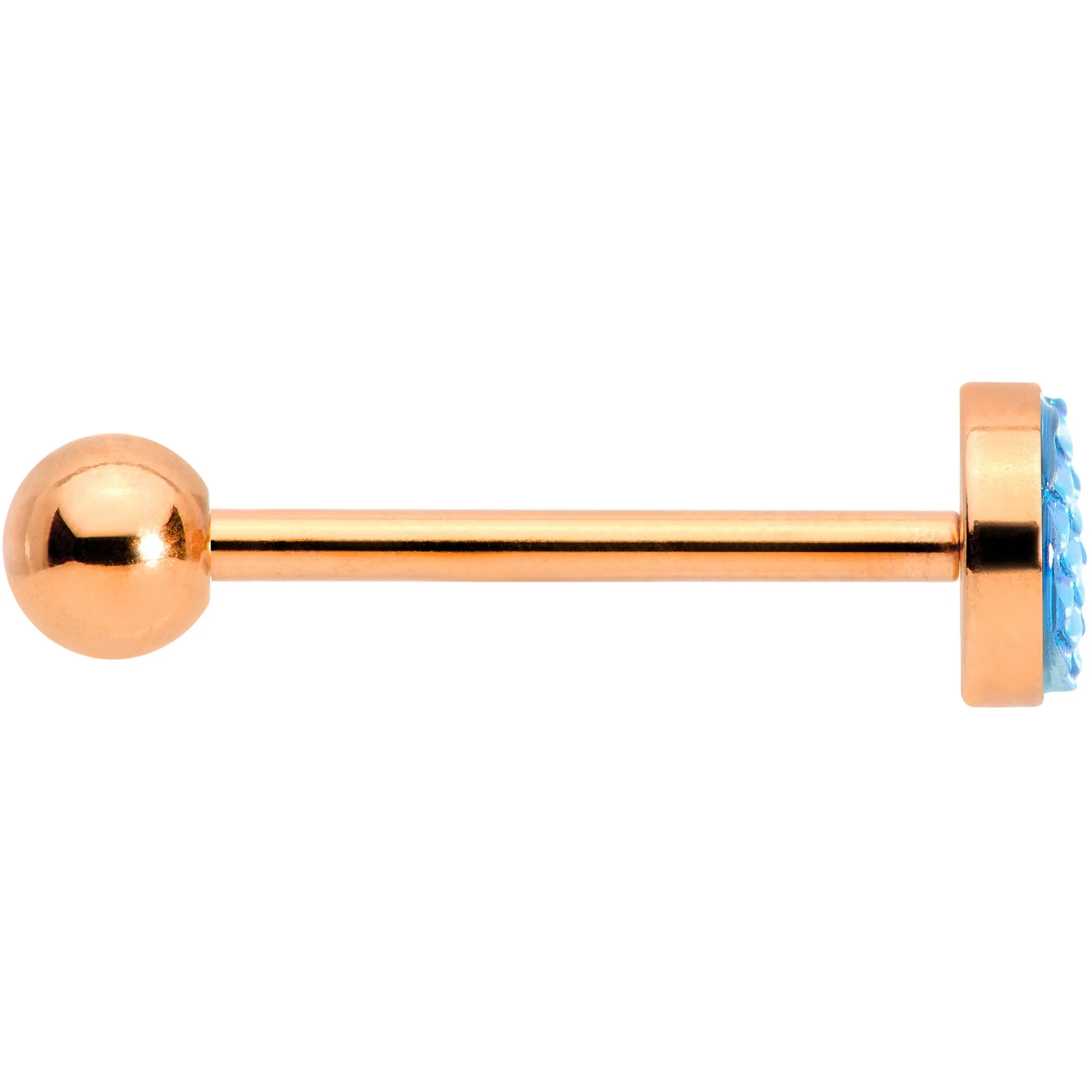 Rose Gold PVD Aqua Mermaid Scale Barbell Tongue Ring - Image 2