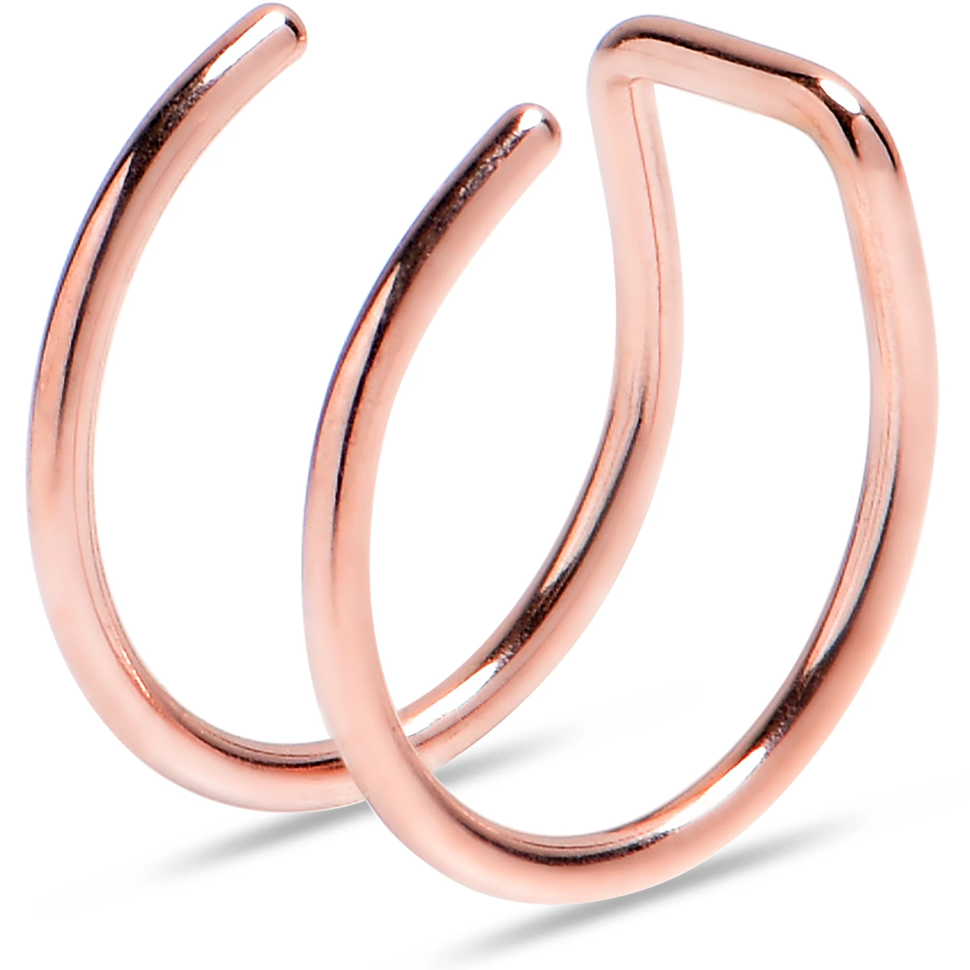 Rose Gold Stainless Steel Clip on Double Hoop Fake Cartilage Earring Ear Cuff - Image 2