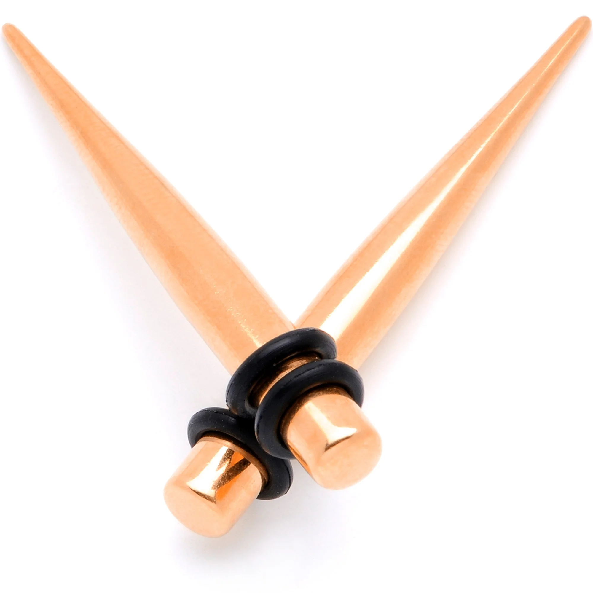 Rose Gold Tone Anodized Straight Taper Set Available in Sizes  14G to 00G - Image 10