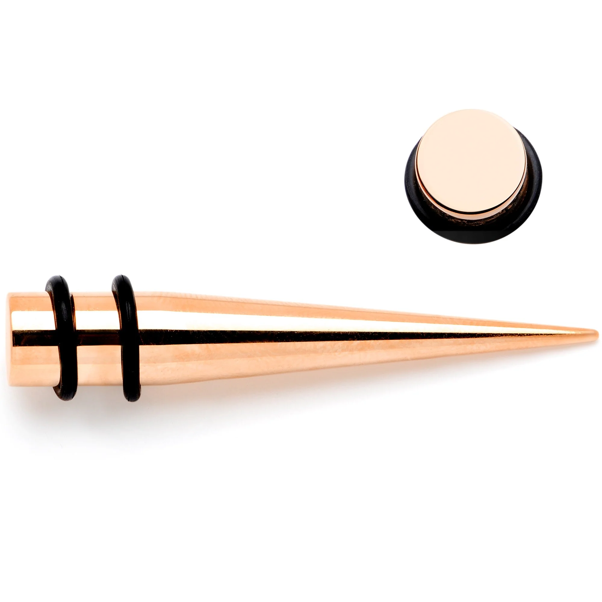 Rose Gold Tone Anodized Straight Taper Set Available in Sizes  14G to 00G - Image 3