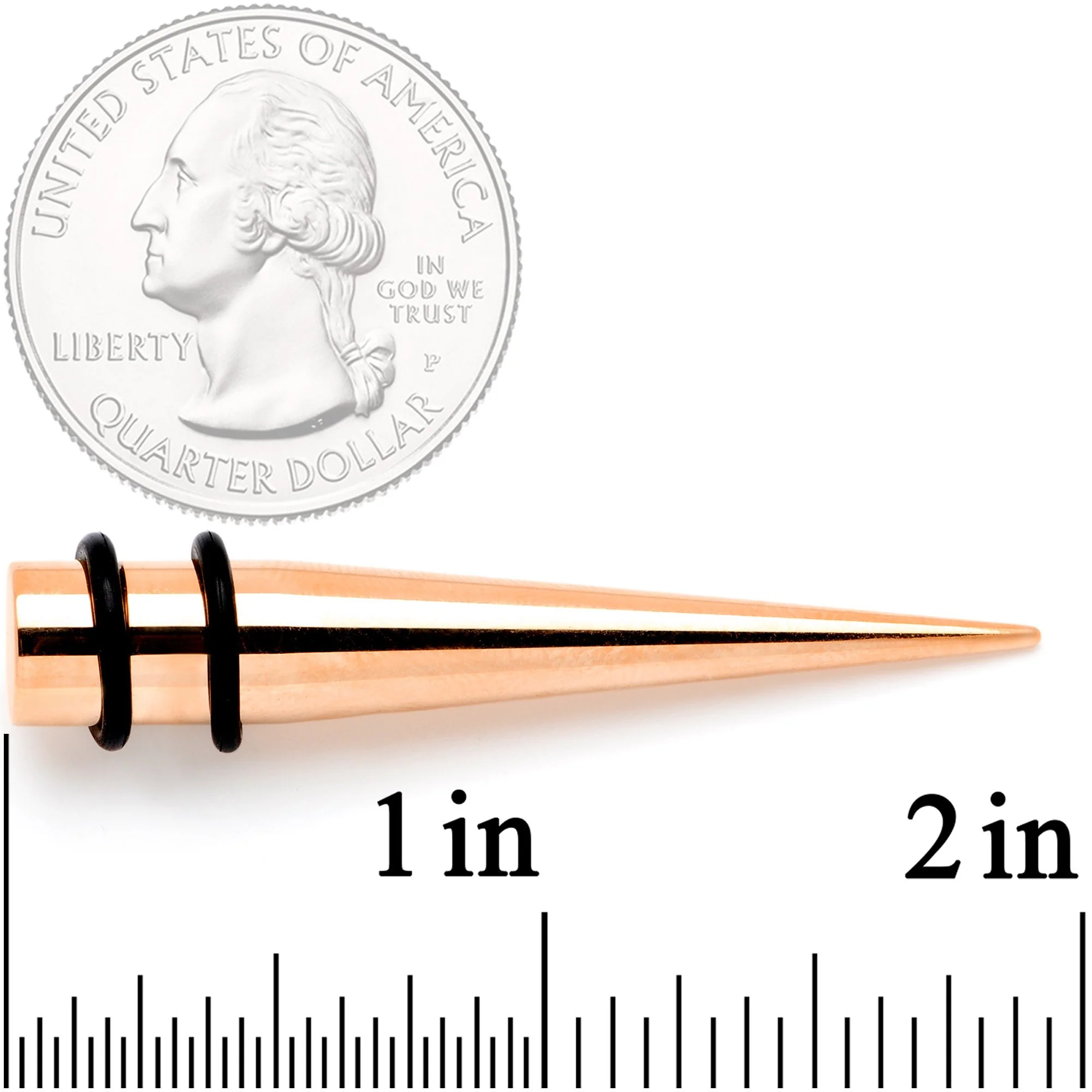 Rose Gold Tone Anodized Straight Taper Set Available in Sizes  14G to 00G - Image 4