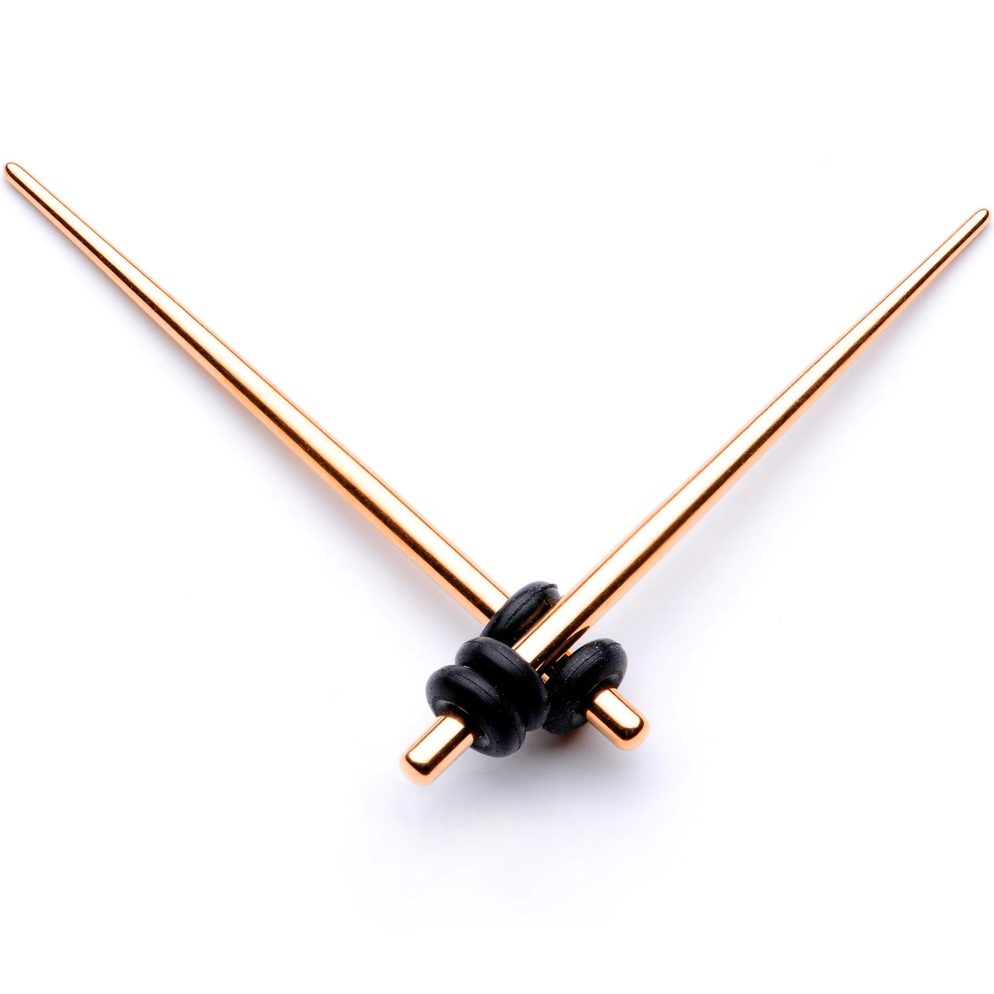 Rose Gold Tone Anodized Straight Taper Set Available in Sizes  14G to 00G - Image 5