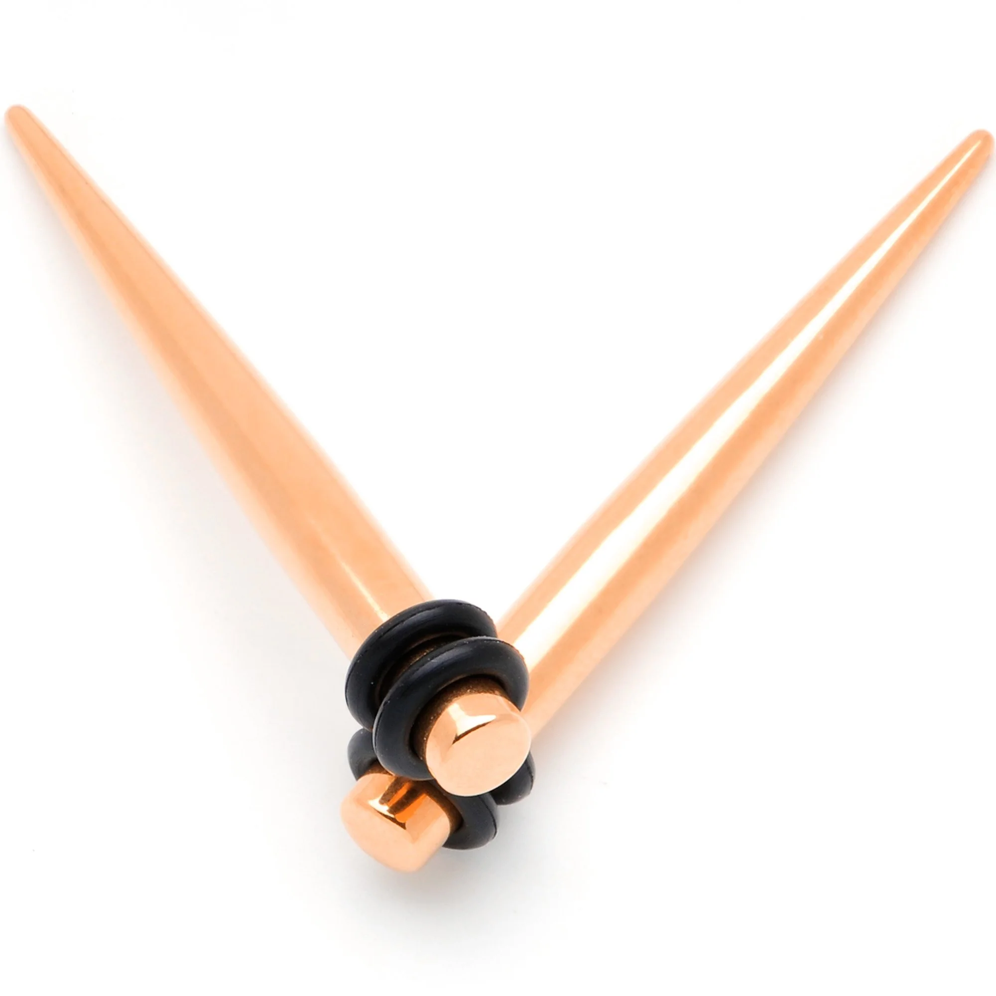 Rose Gold Tone Anodized Straight Taper Set Available in Sizes  14G to 00G - Image 9
