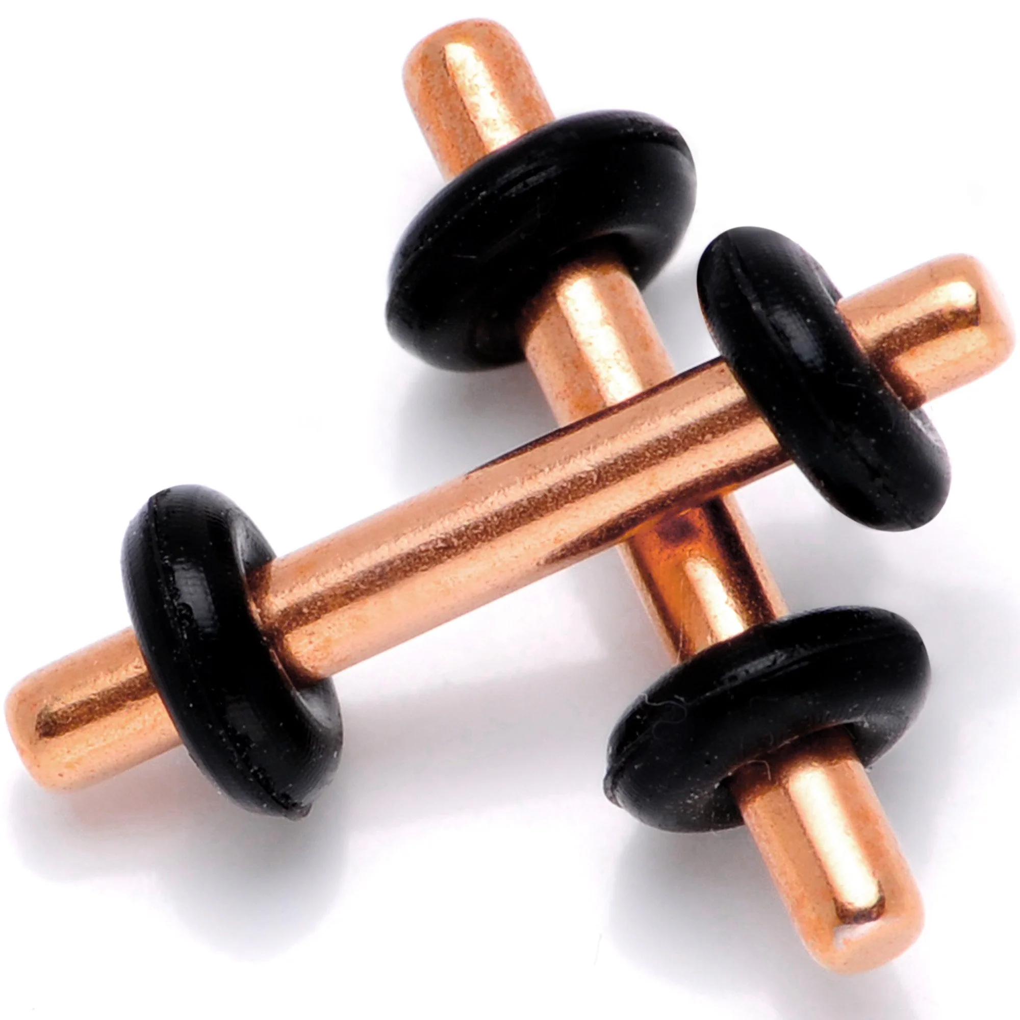 Rose Gold Tone Anodized Titanium Micro Straight Plug Set 14G to 12G - Image 3