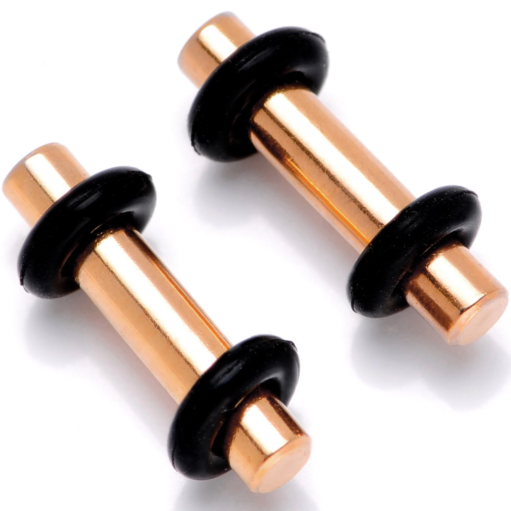 Rose Gold Tone Anodized Titanium Micro Straight Plug Set 14G to 12G - Image 4