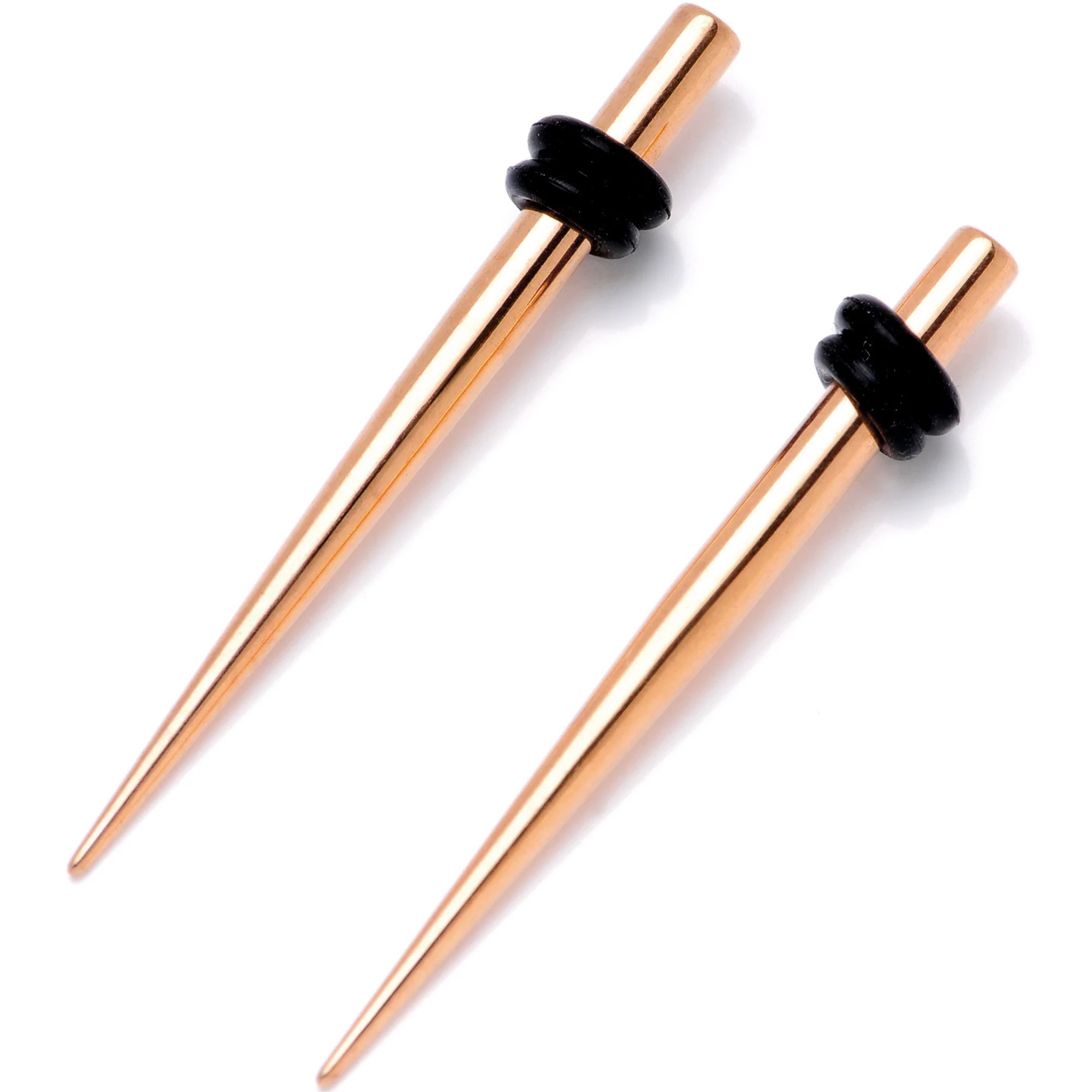 Rose Gold Tone Anodized Titanium Micro Taper Straight Plug Set 14G to 8G - Image 3