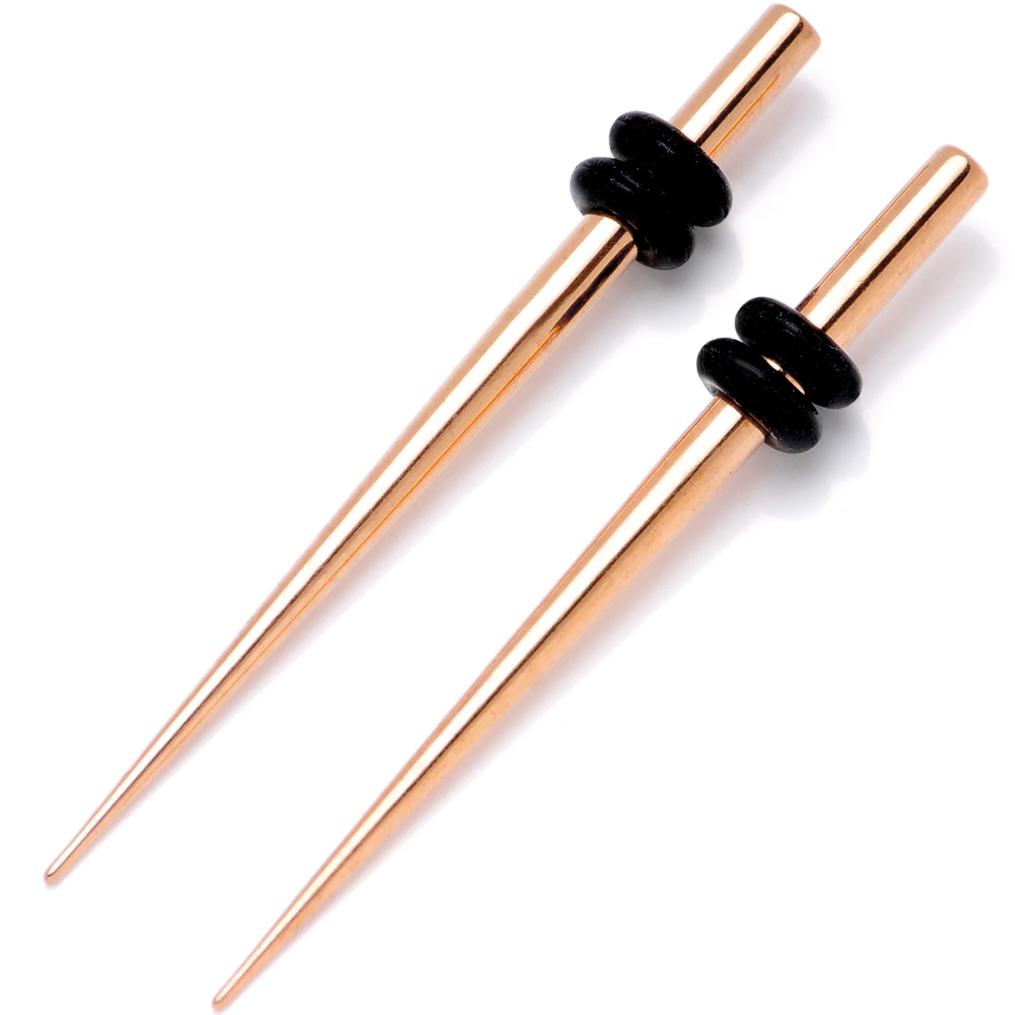 Rose Gold Tone Anodized Titanium Micro Taper Straight Plug Set 14G to 8G - Image 4